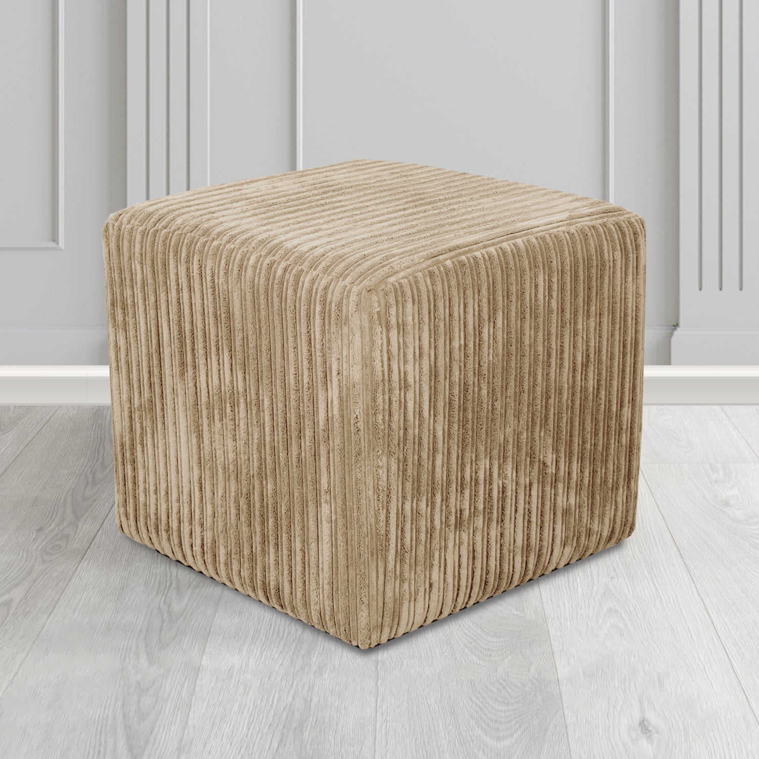 Paris Conway Camel Plain Texture Fabric Cube Footstool (6586990297130)
