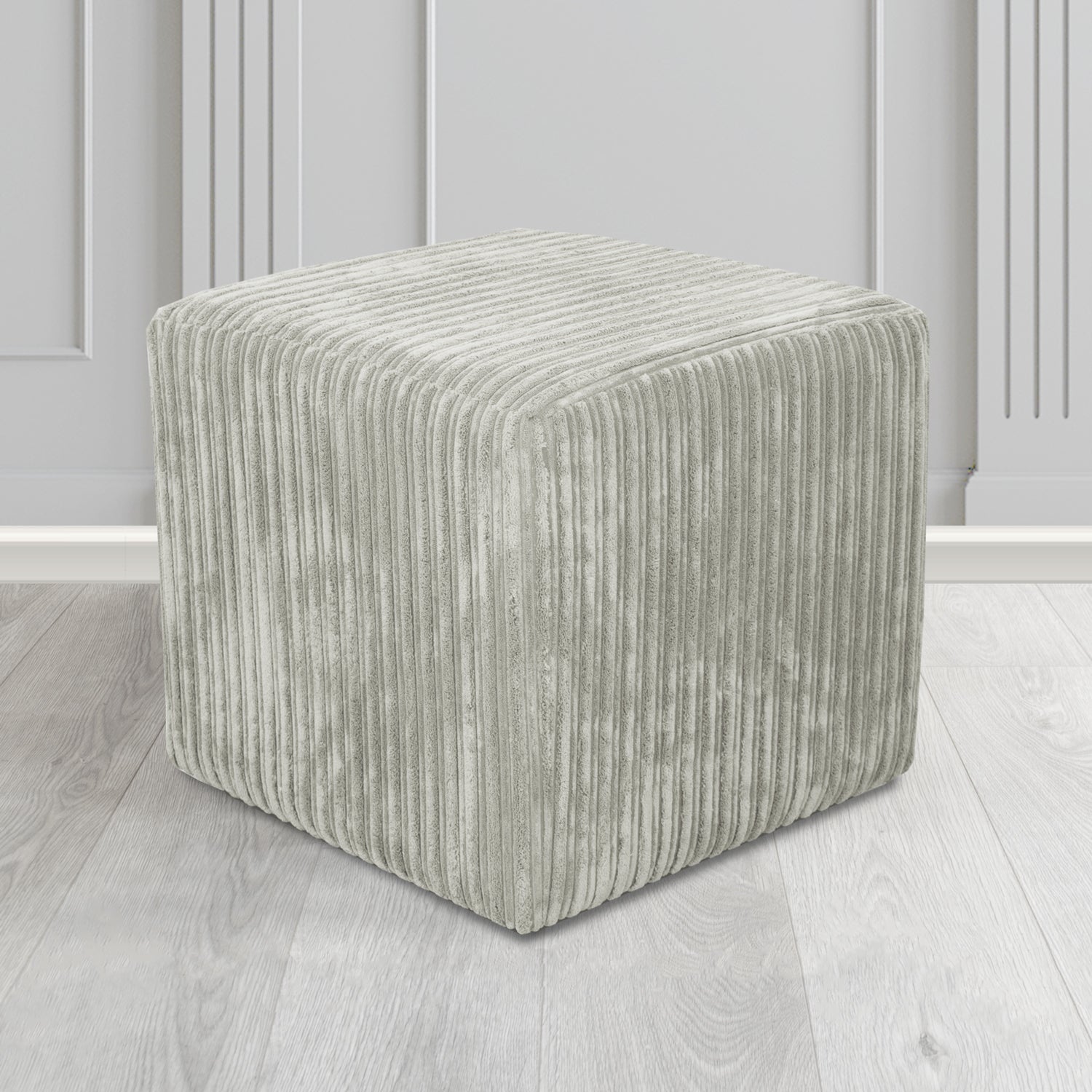 Paris Conway Silver Plain Texture Fabric Cube Footstool (6586992361514)
