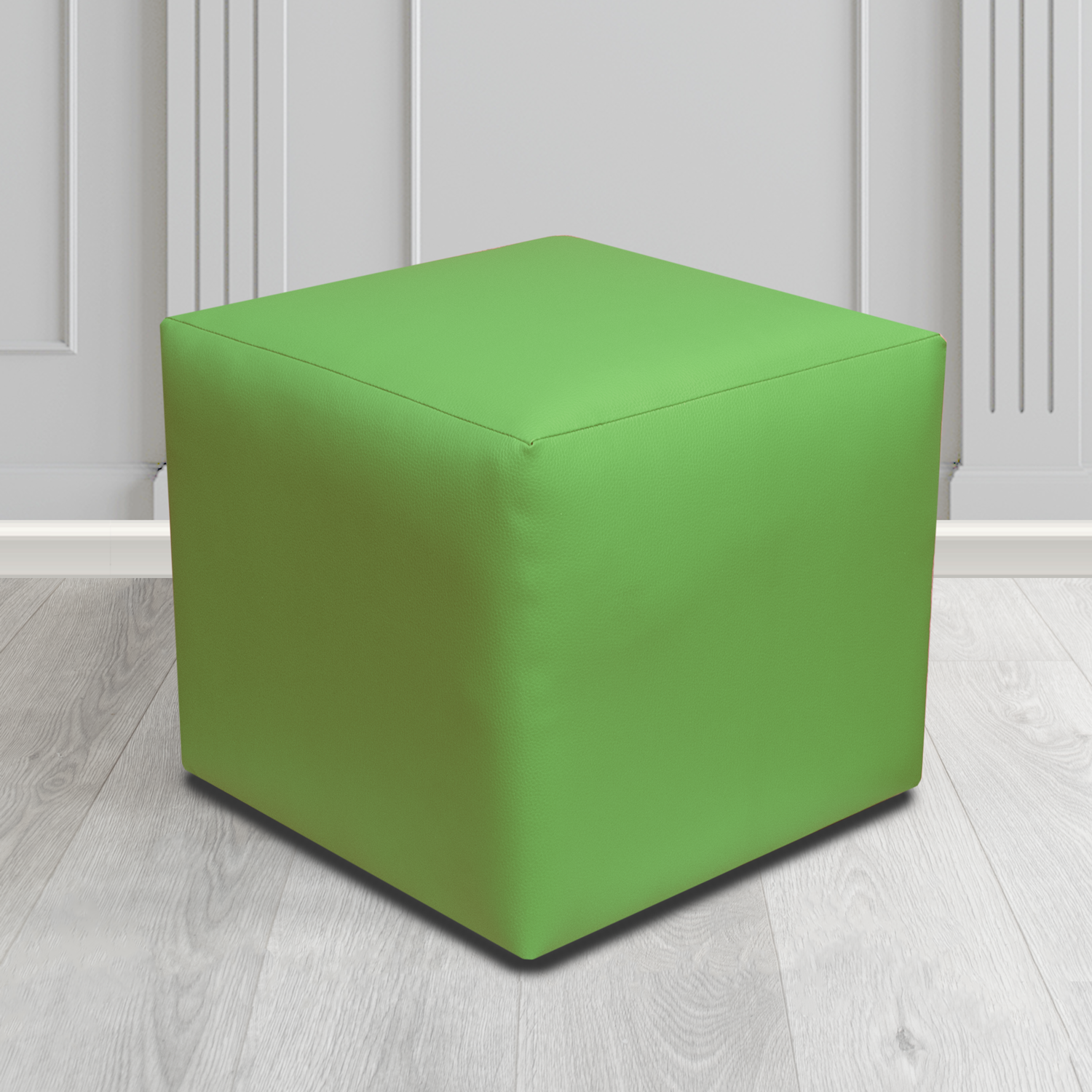 Paris Green DZE Faux Leather Cube Footstool