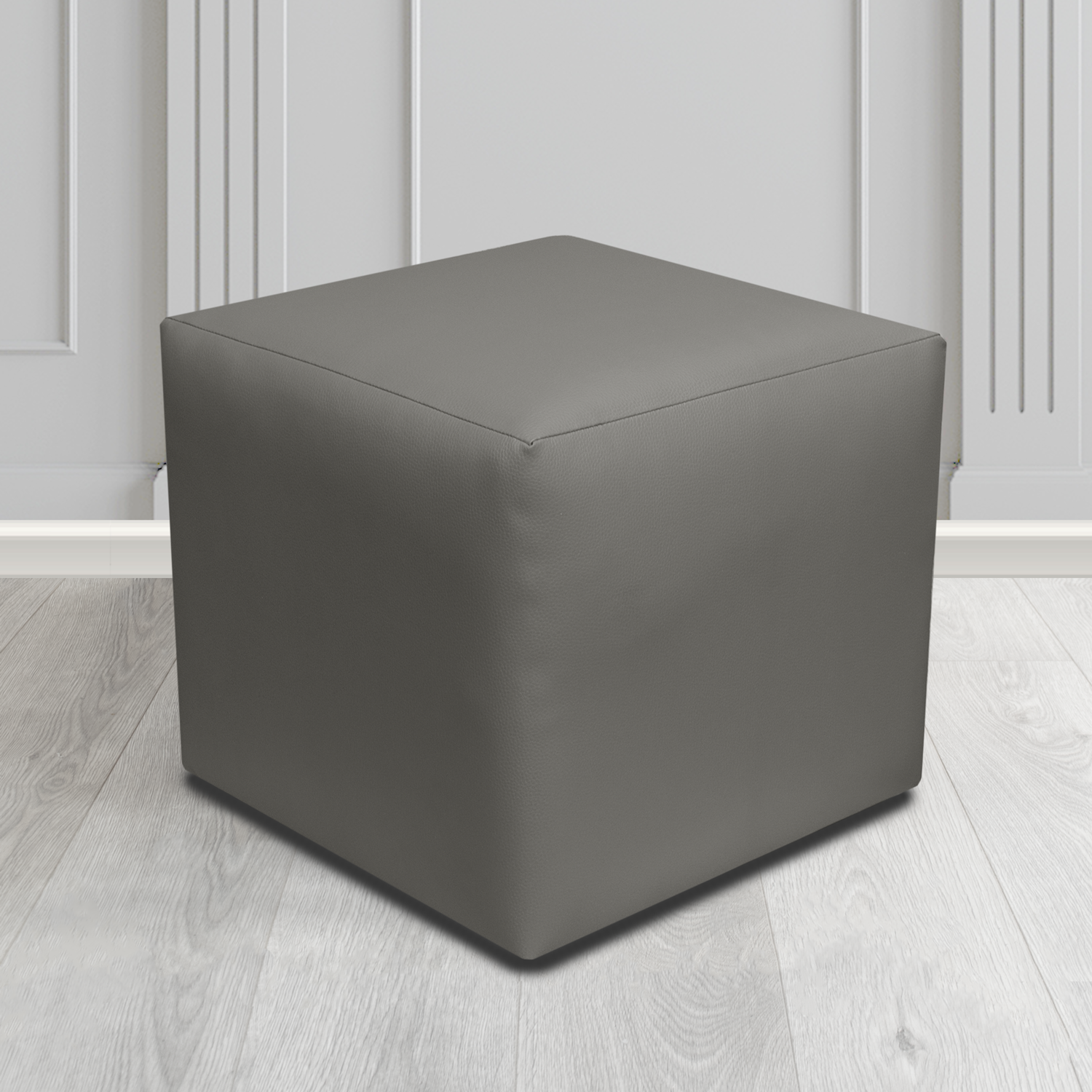 Paris Grey DSZ Faux Leather Cube Footstool