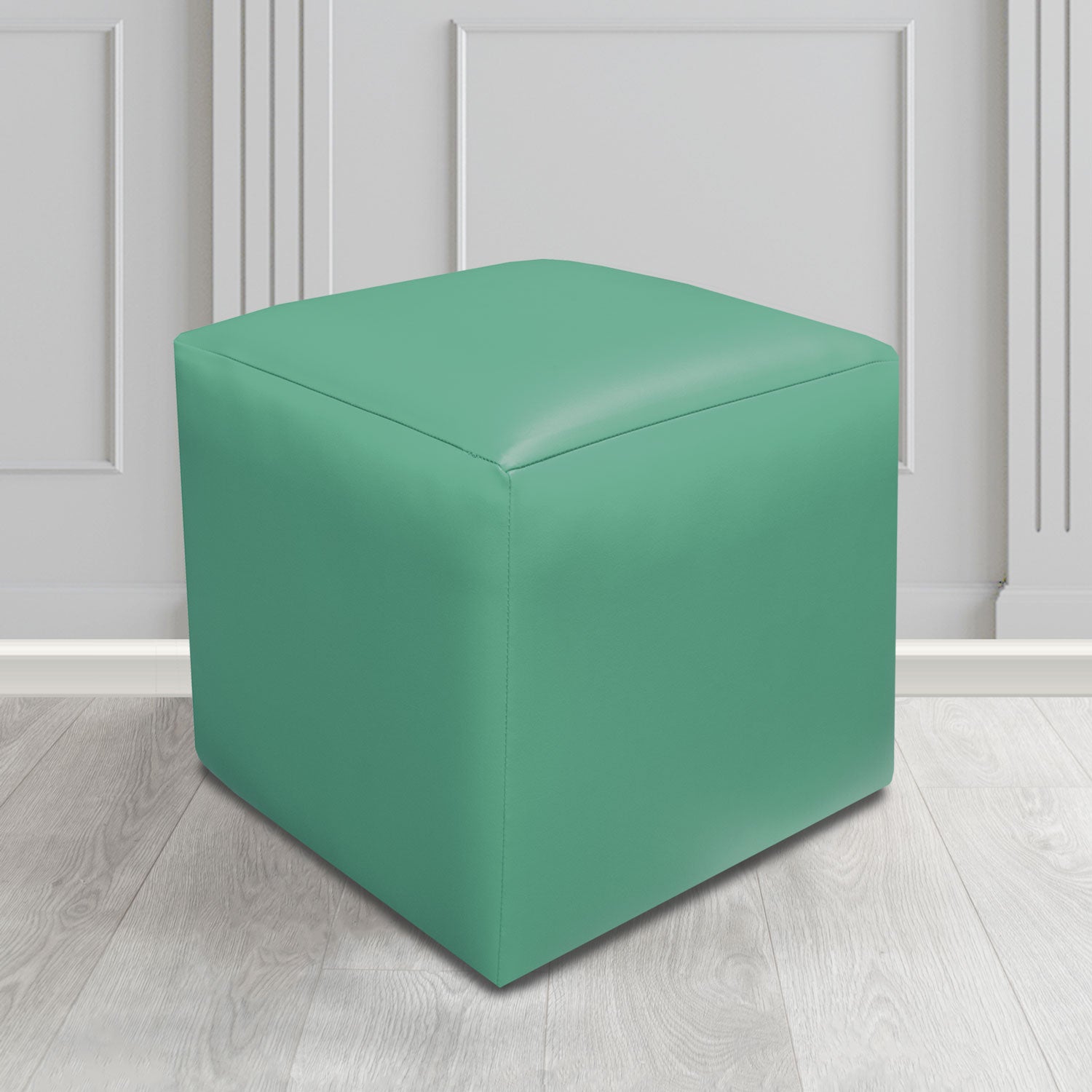 Paris Just Colour Applemint Crib 5 Faux Leather Cube Footstool - The Tub Chair Shop