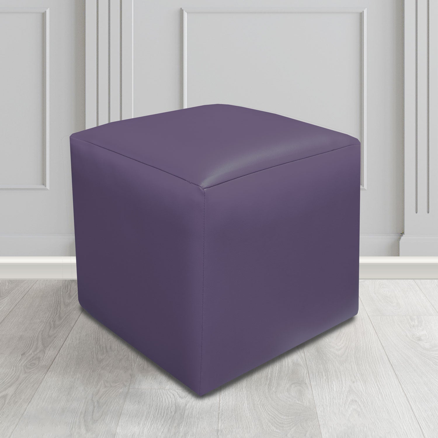 Paris Just Colour Blackberry Crib 5 Faux Leather Cube Footstool - The Tub Chair Shop