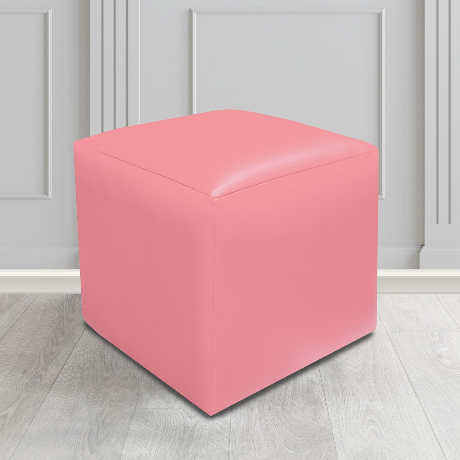 Paris Just Colour Cherry Blossom Crib 5 Faux Leather Cube Footstool - The Tub Chair Shop