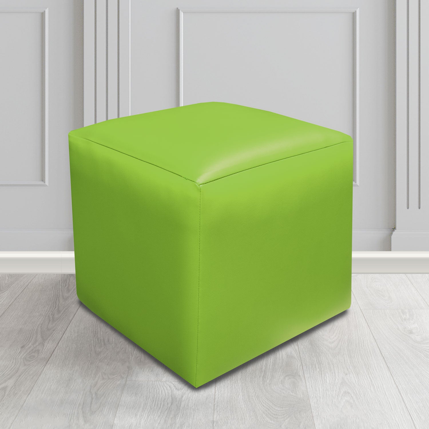 Paris Just Colour Citrus Green Crib 5 Faux Leather Cube Footstool