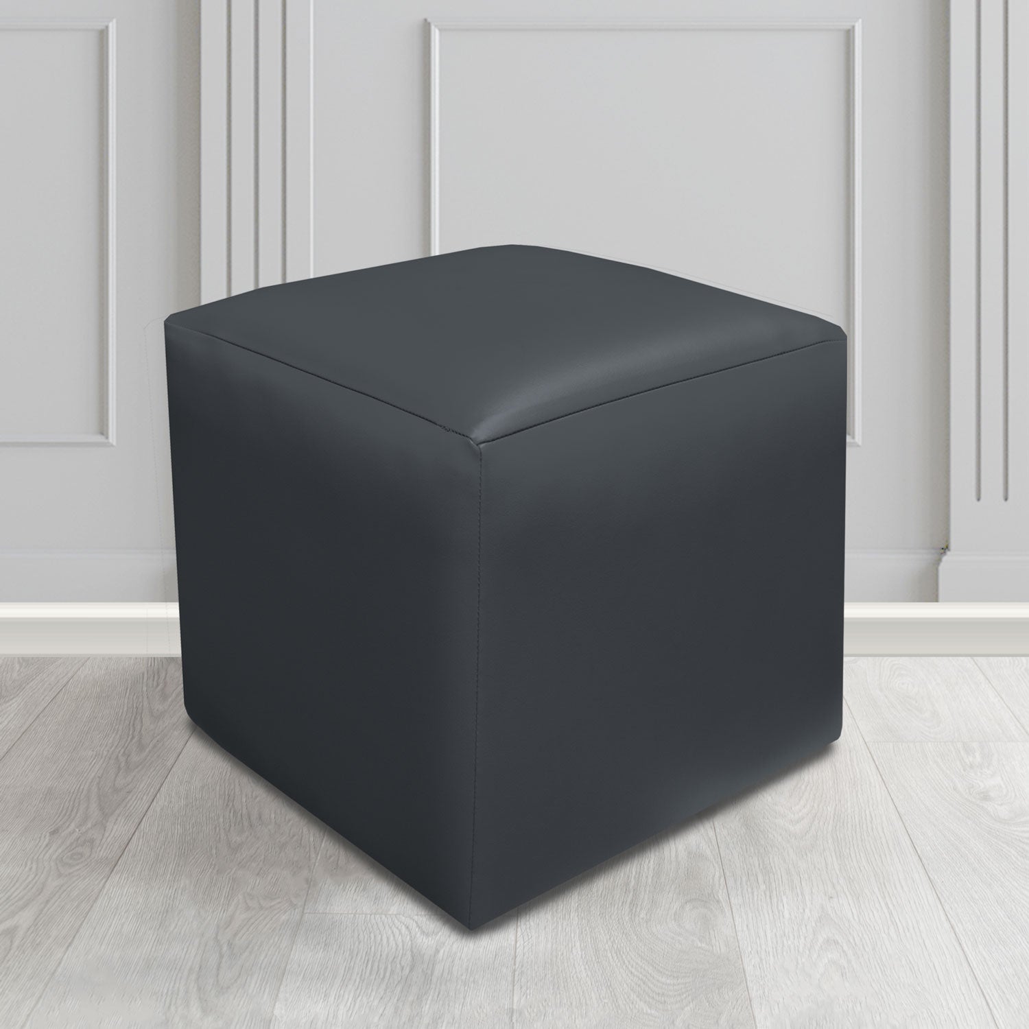 Paris Just Colour Crib 5 Cobalt Faux Leather Cube Footstool - The Tub Chair Shop