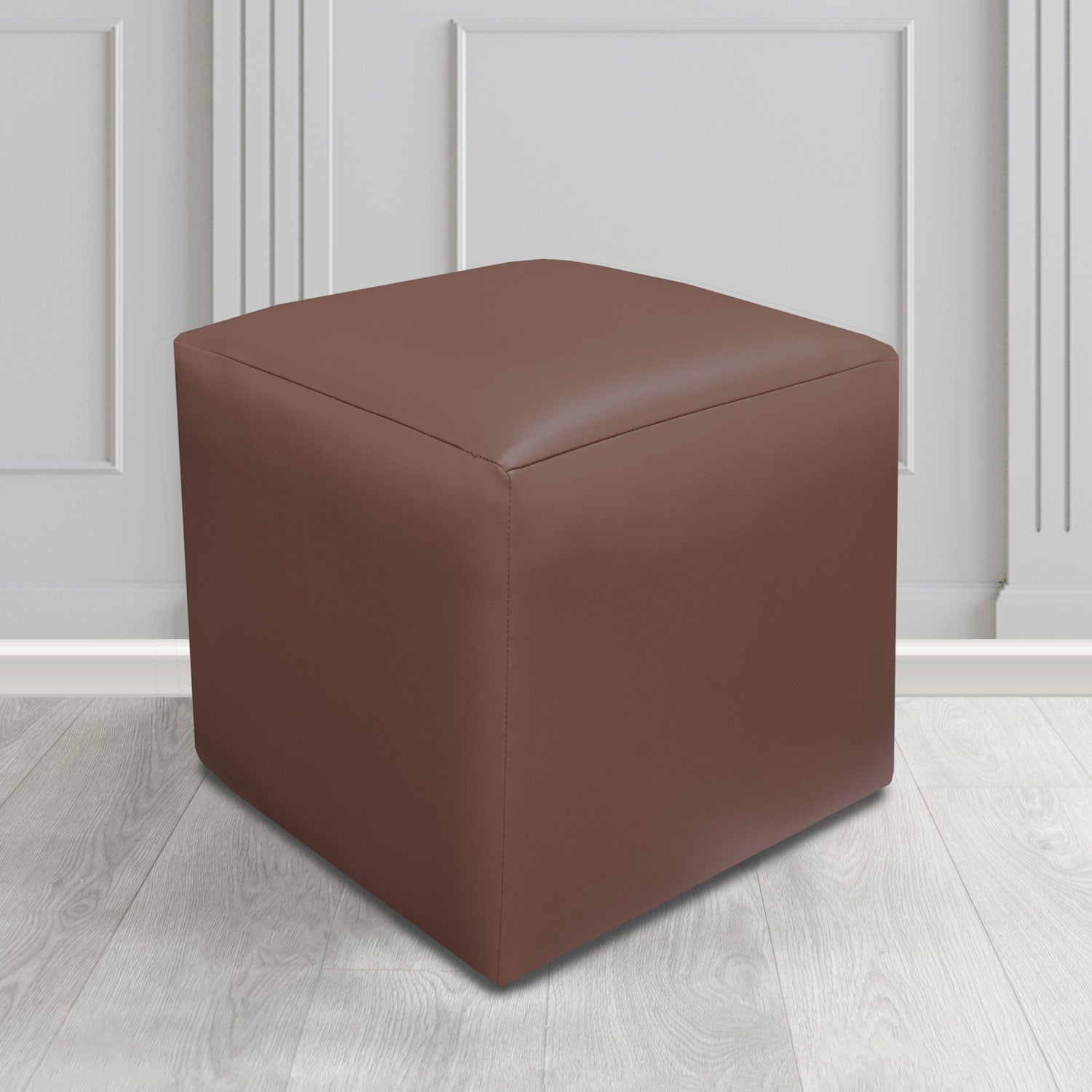Paris Just Colour Cocoa Crib 5 Faux Leather Cube Footstool - The Tub Chair Shop