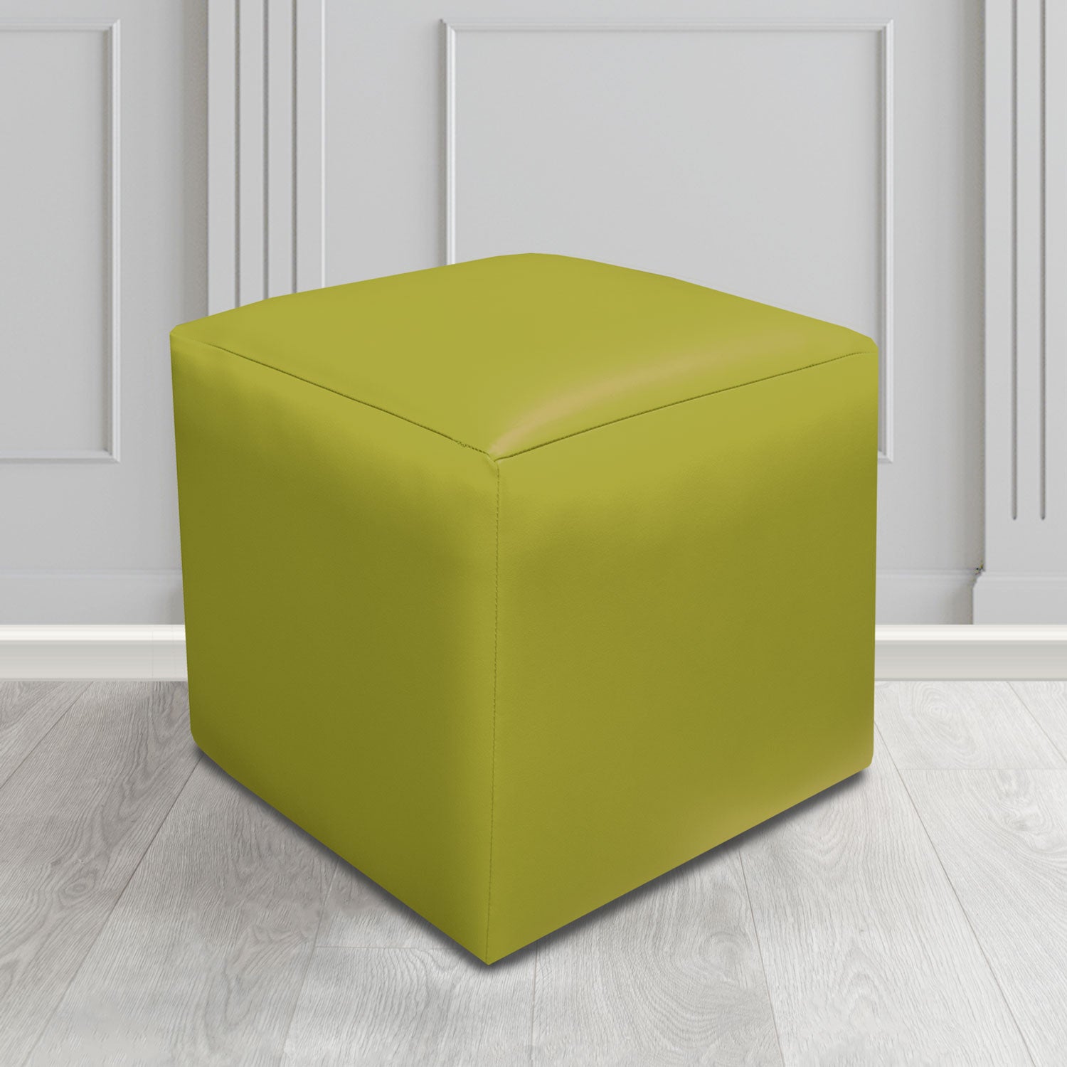 Paris Just Colour Dijon Crib 5 Faux Leather Cube Footstool - The Tub Chair Shop