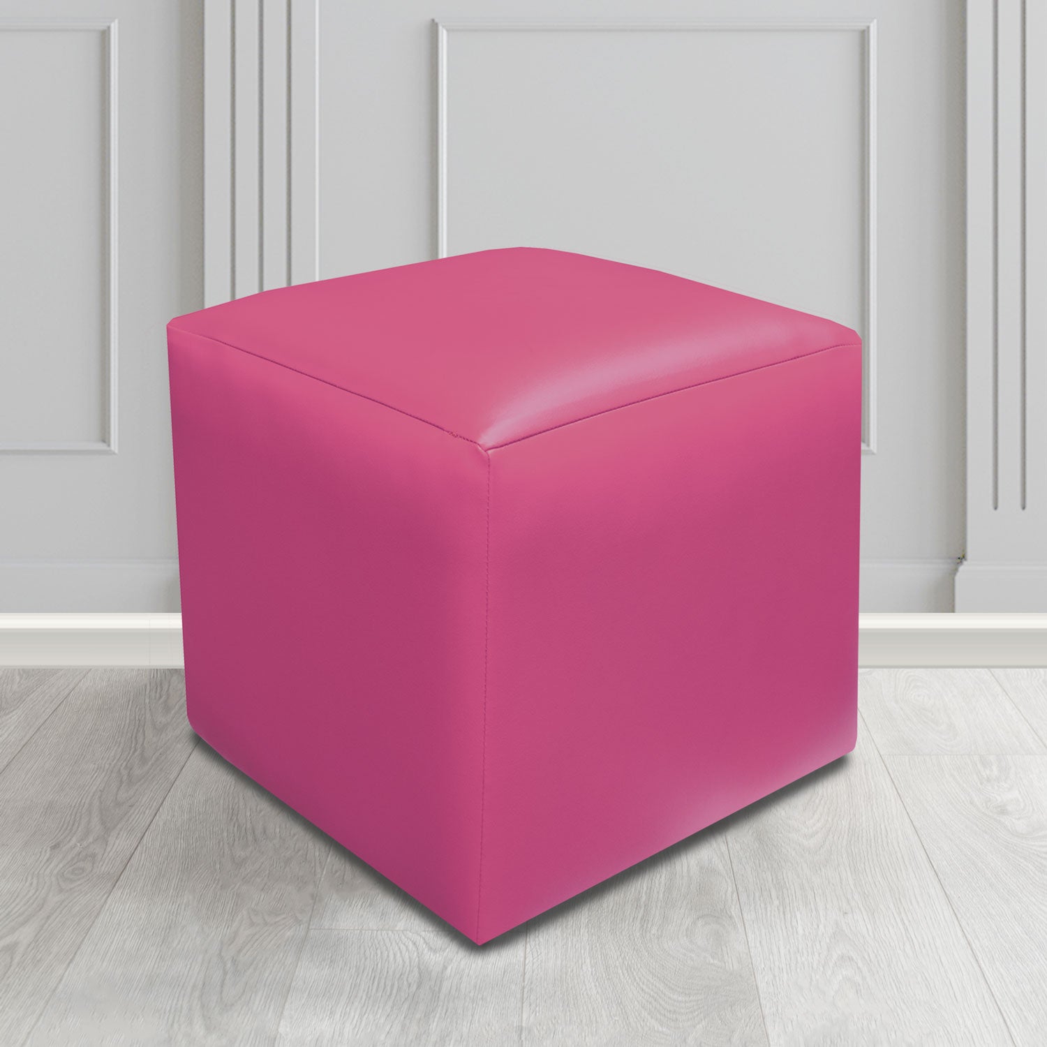 Paris Just Colour Fuchsia Crib 5 Faux Leather Cube Footstool