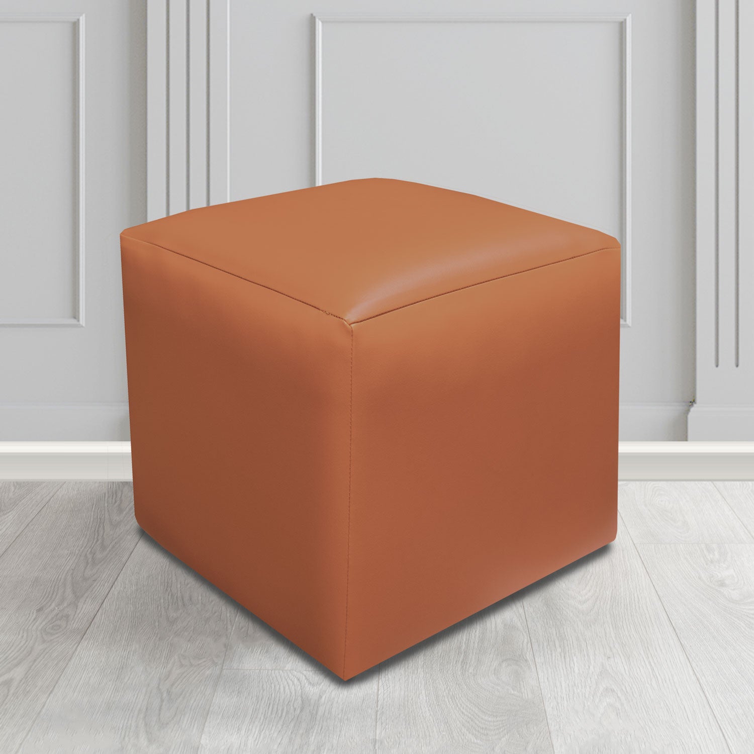 Paris Just Colour Fudge Crib 5 Faux Leather Cube Footstool - The Tub Chair Shop