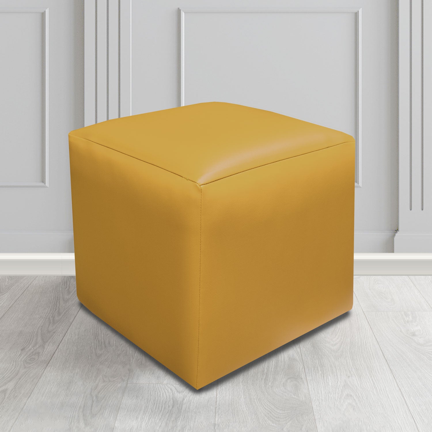 Paris Just Colour Golden Honey Crib 5 Faux Leather Cube Footstool - The Tub Chair Shop