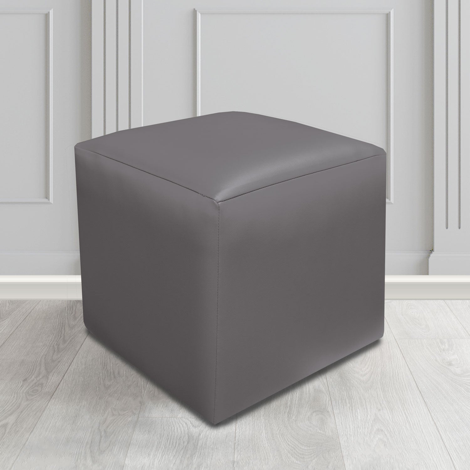 Paris Just Colour Greyfriar Crib 5 Faux Leather Cube Footstool - The Tub Chair Shop
