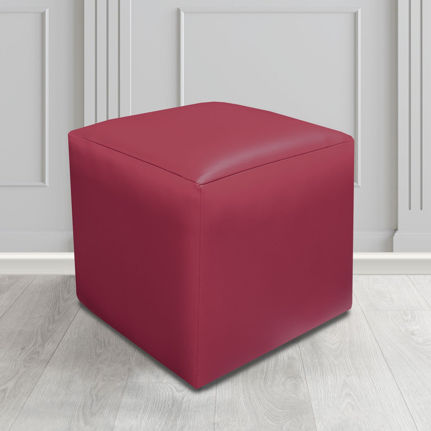 Paris Just Colour Jazzberry Crib 5 Faux Leather Cube Footstool