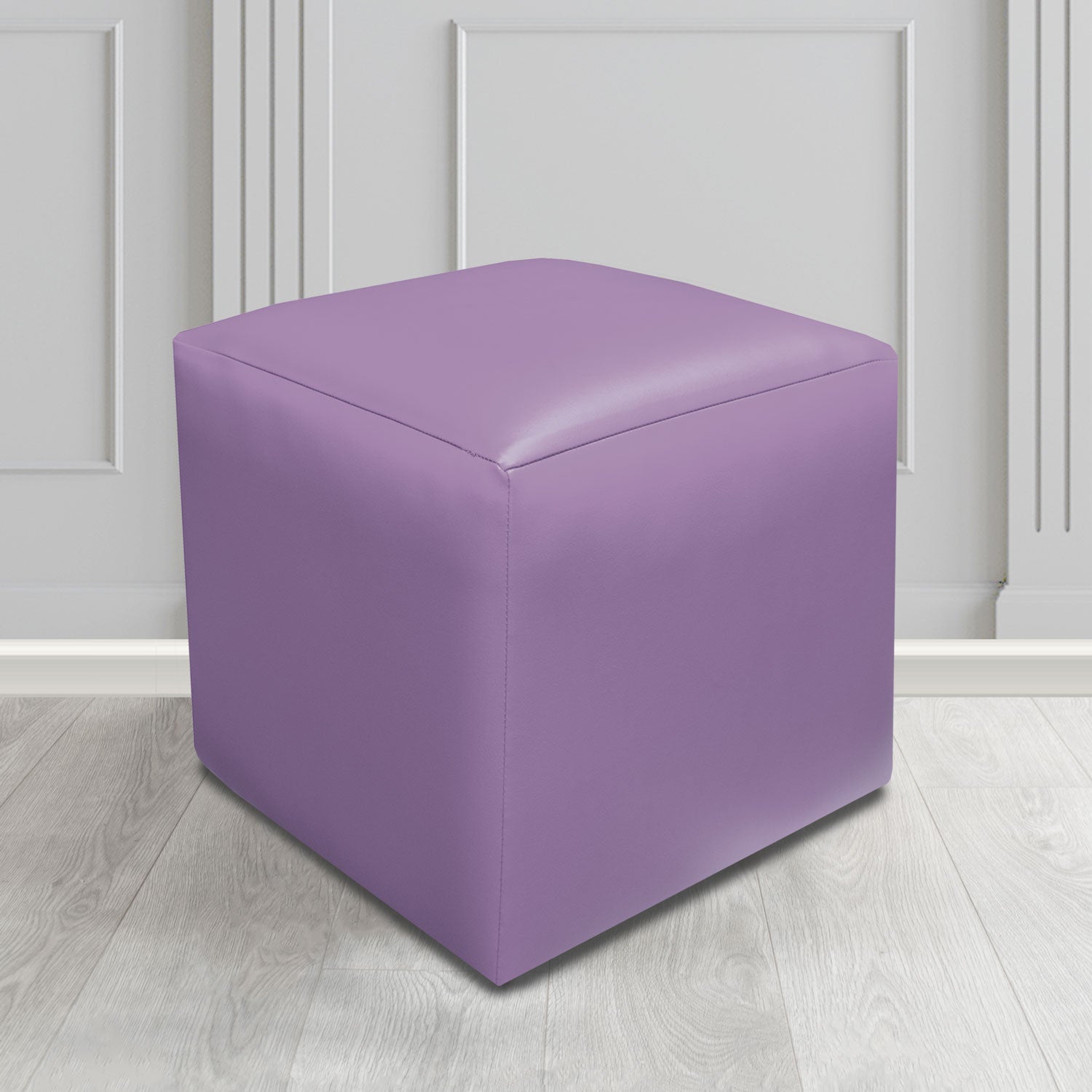 Paris Just Colour Lilac Crib 5 Faux Leather Cube Footstool - The Tub Chair Shop