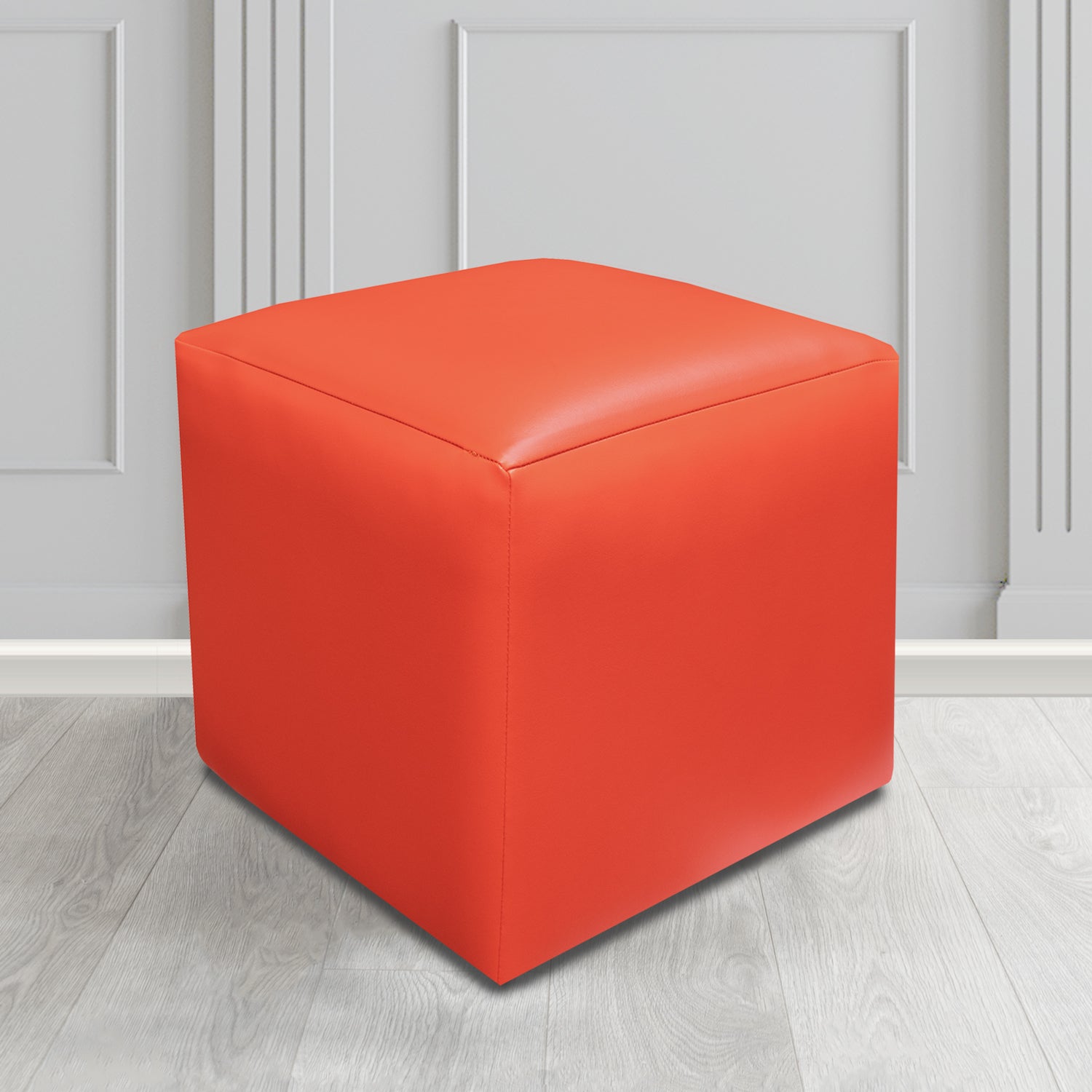 Paris Just Colour Mikado Crib 5 Faux Leather Cube Footstool - The Tub Chair Shop