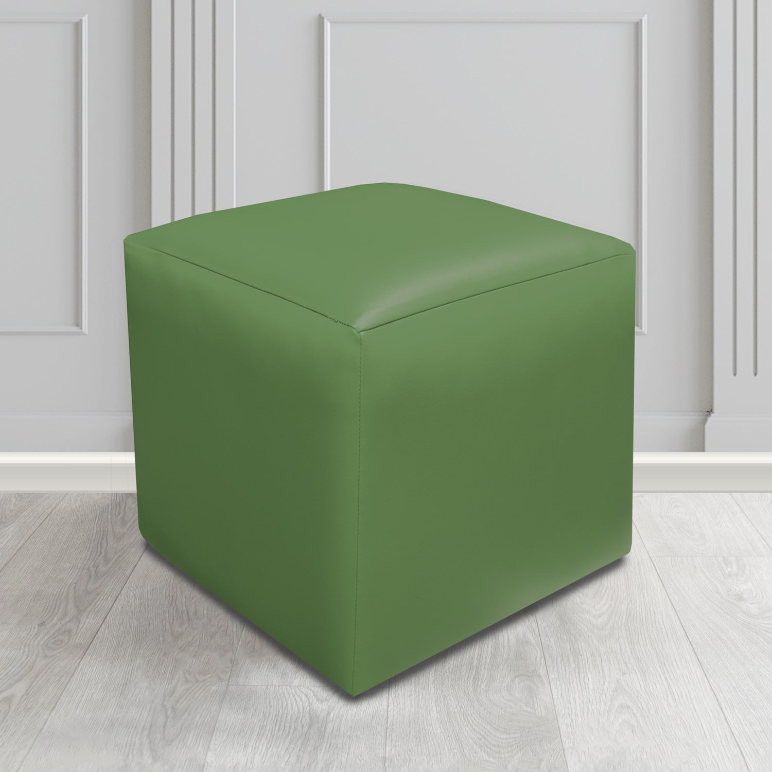 Paris Just Colour Moss Crib 5 Faux Leather Cube Footstool - The Tub Chair Shop
