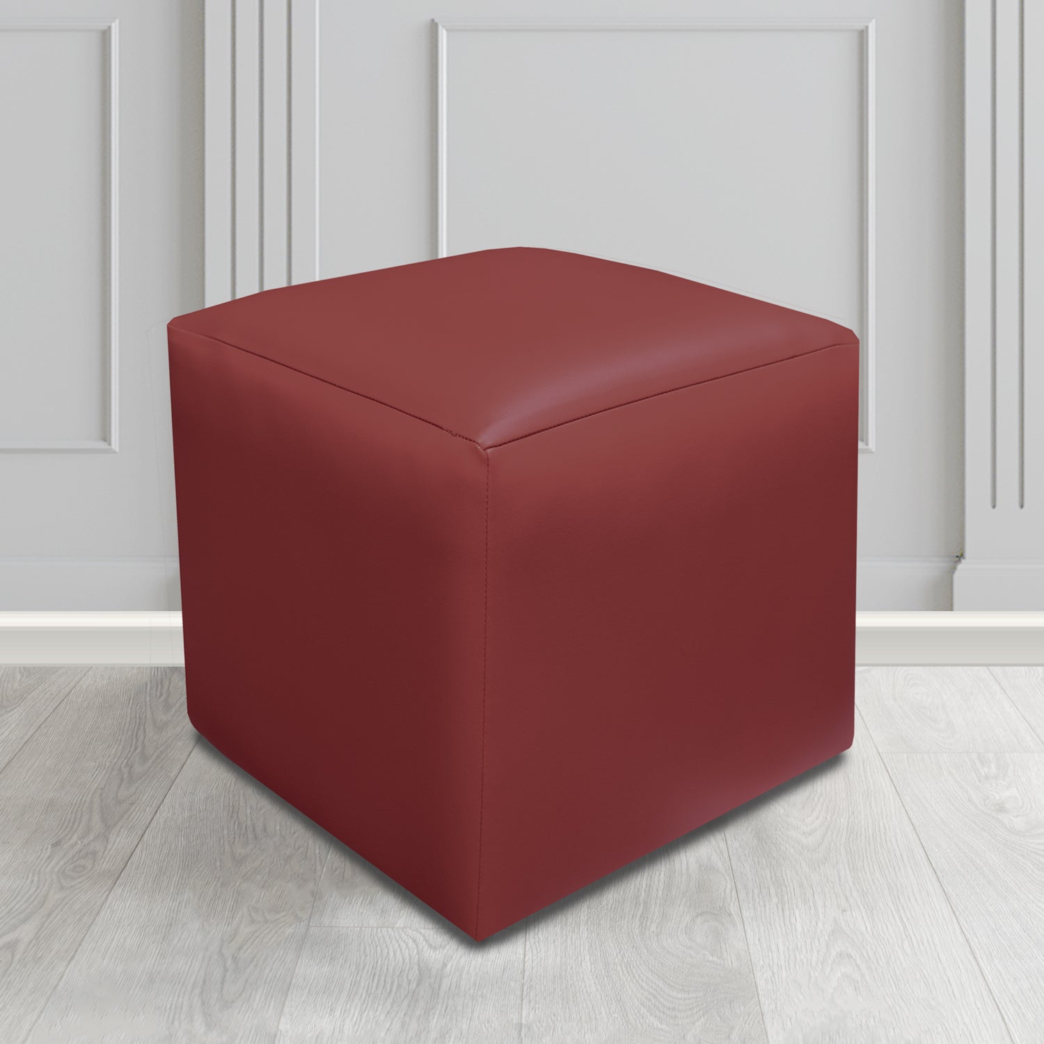 Paris Just Colour Mulled Wine Crib 5 Faux Leather Cube Footstool - The Tub Chair Shop