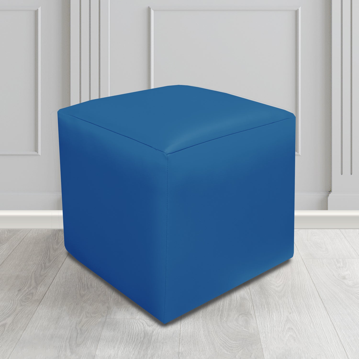 Paris Just Colour Ocean Blue Crib 5 Faux Leather Cube Footstool - The Tub Chair Shop