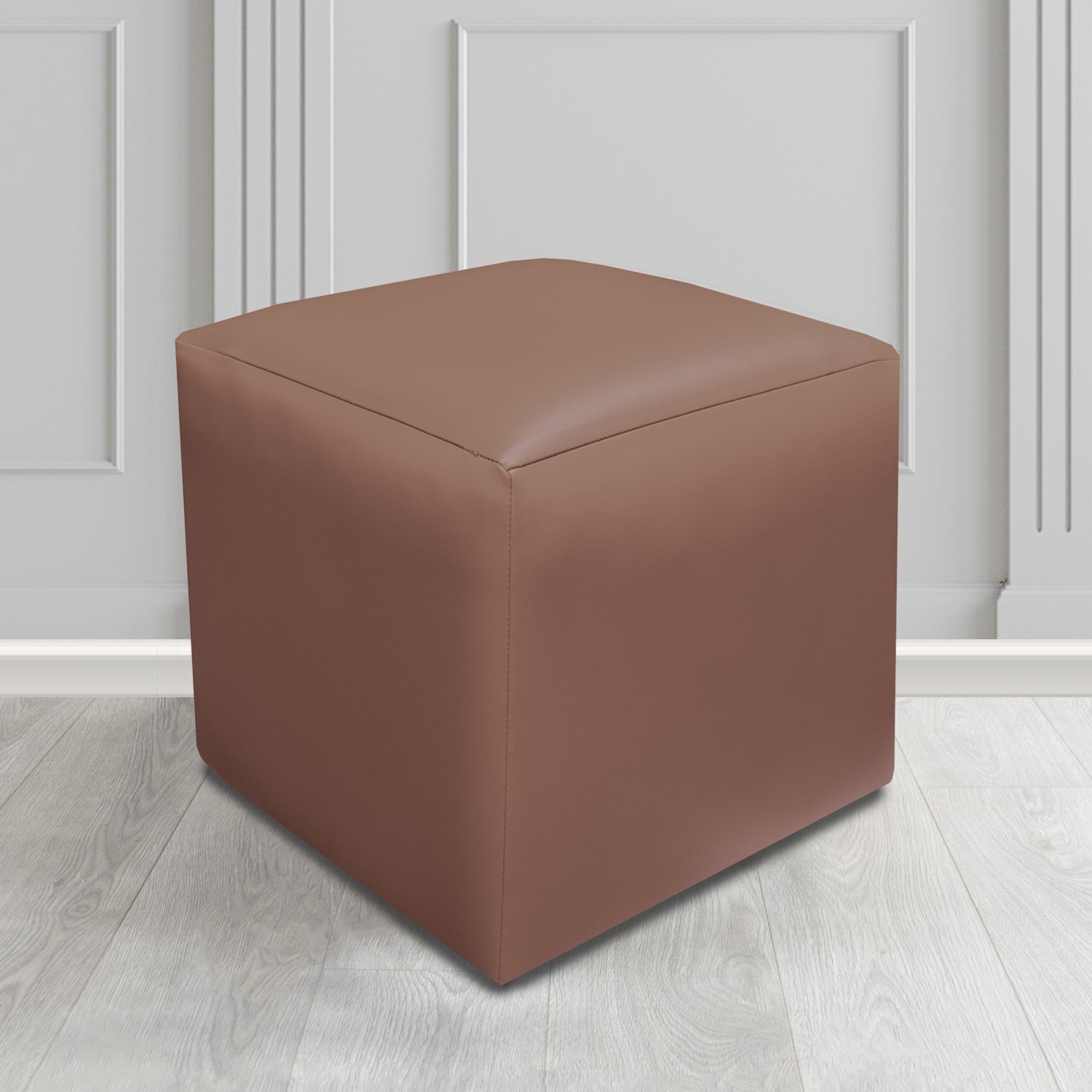 Paris Just Colour Pecan Crib 5 Faux Leather Cube Footstool - The Tub Chair Shop