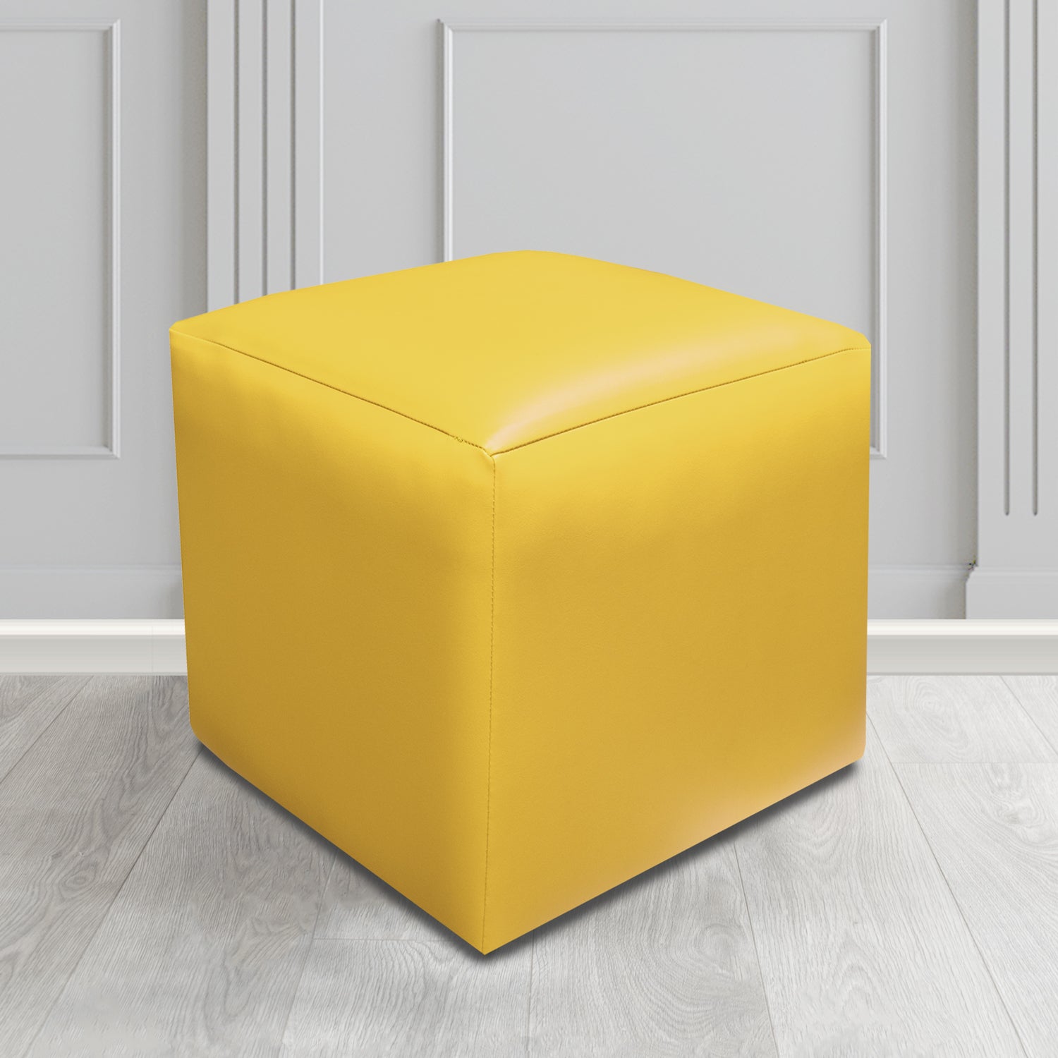 Paris Just Colour Primrose Crib 5 Faux Leather Cube Footstool - The Tub Chair Shop