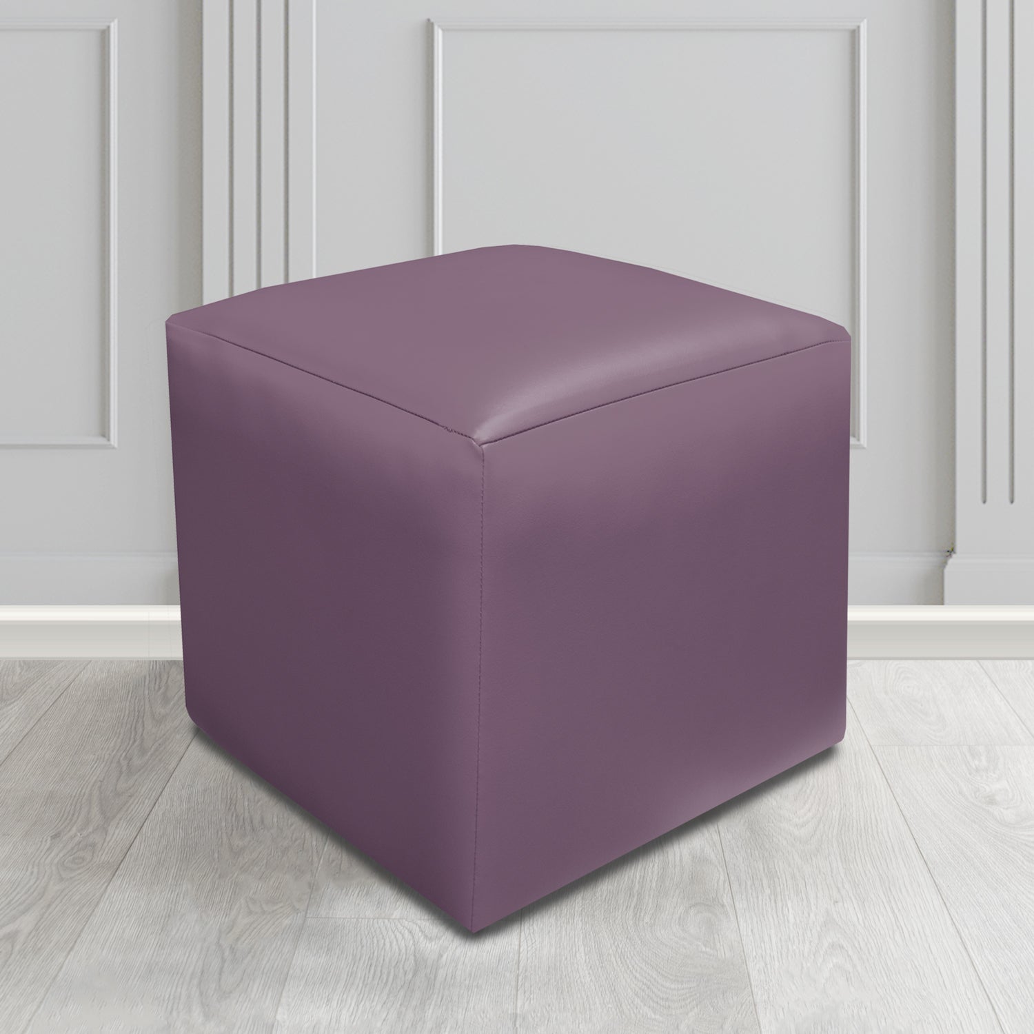 Paris Just Colour Professor Plum Crib 5 Faux Leather Cube Footstool - The Tub Chair Shop