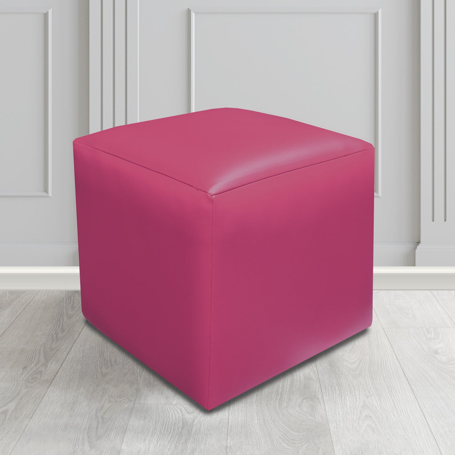 Paris Just Colour Raspberry Crush Crib 5 Faux Leather Cube Footstool - The Tub Chair Shop