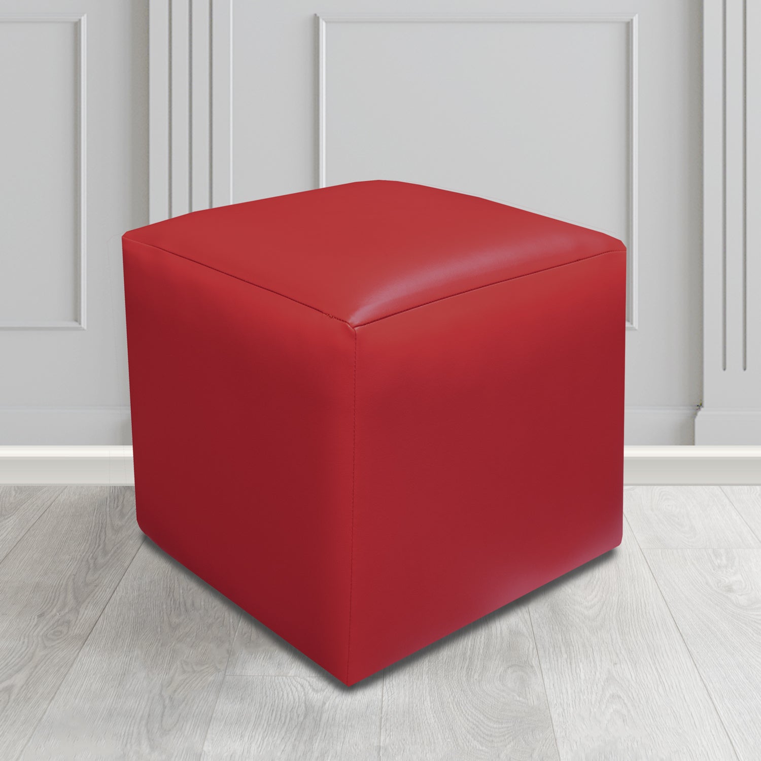 Paris Just Colour Rosso Crib 5 Faux Leather Cube Footstool - The Tub Chair Shop
