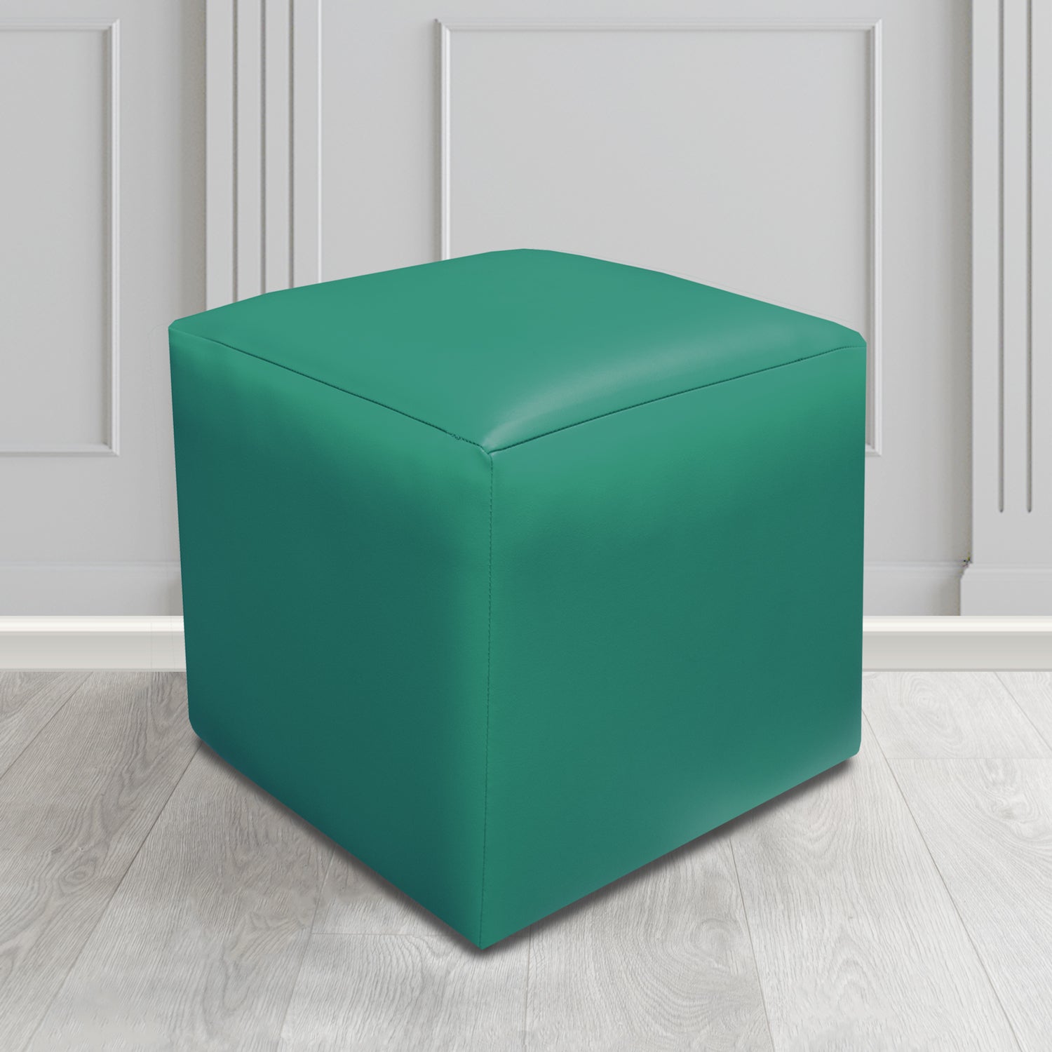 Paris Just Colour Teal Crib 5 Faux Leather Cube Footstool - The Tub Chair Shop