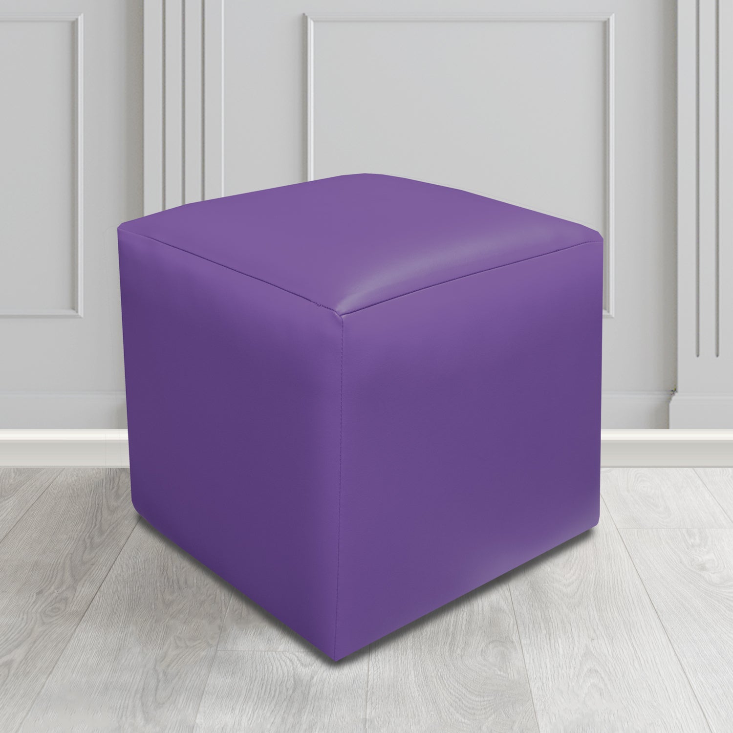 Paris Just Colour Ultraviolet Crib 5 Faux Leather Cube Footstool