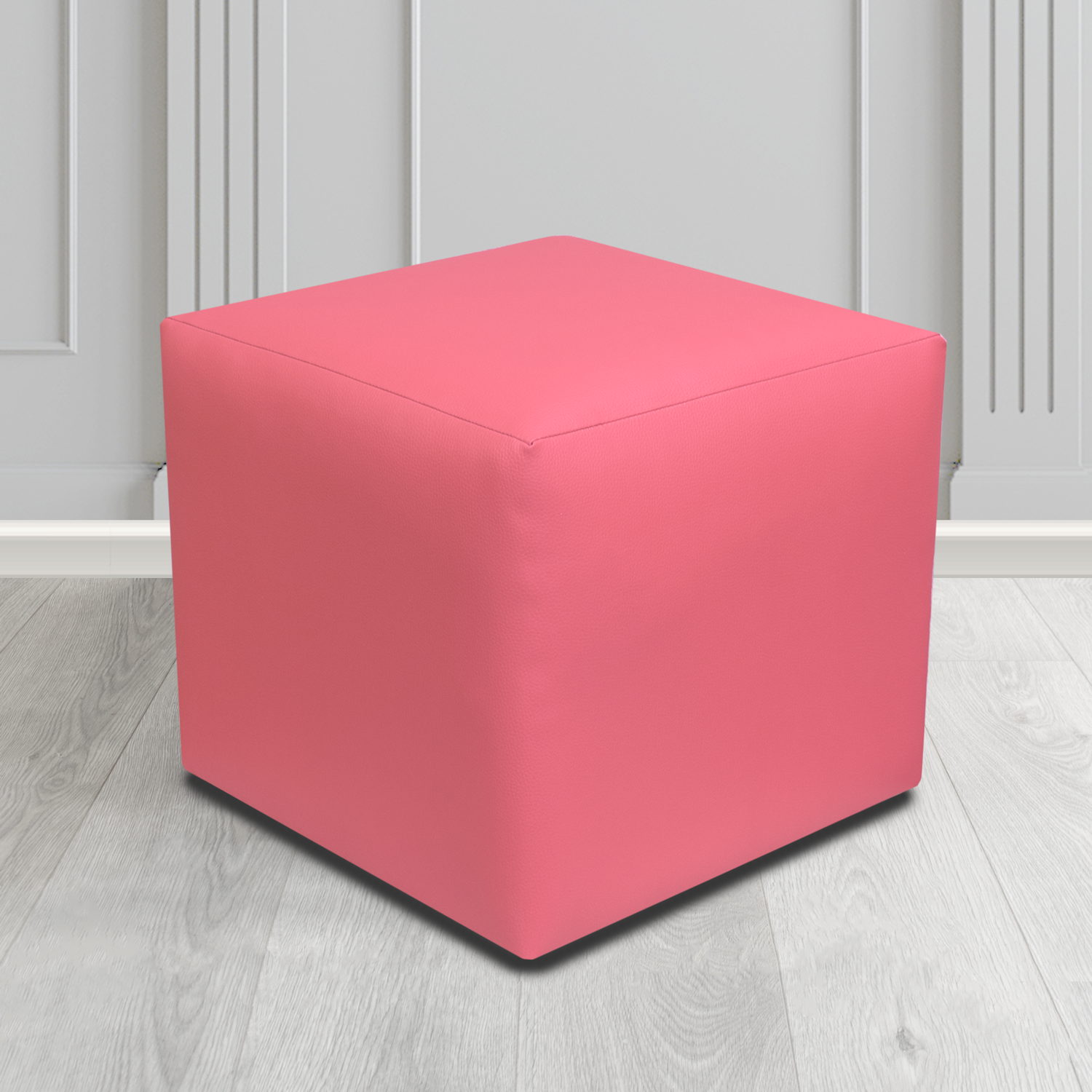 Paris Pink DR Faux Leather Cube Footstool