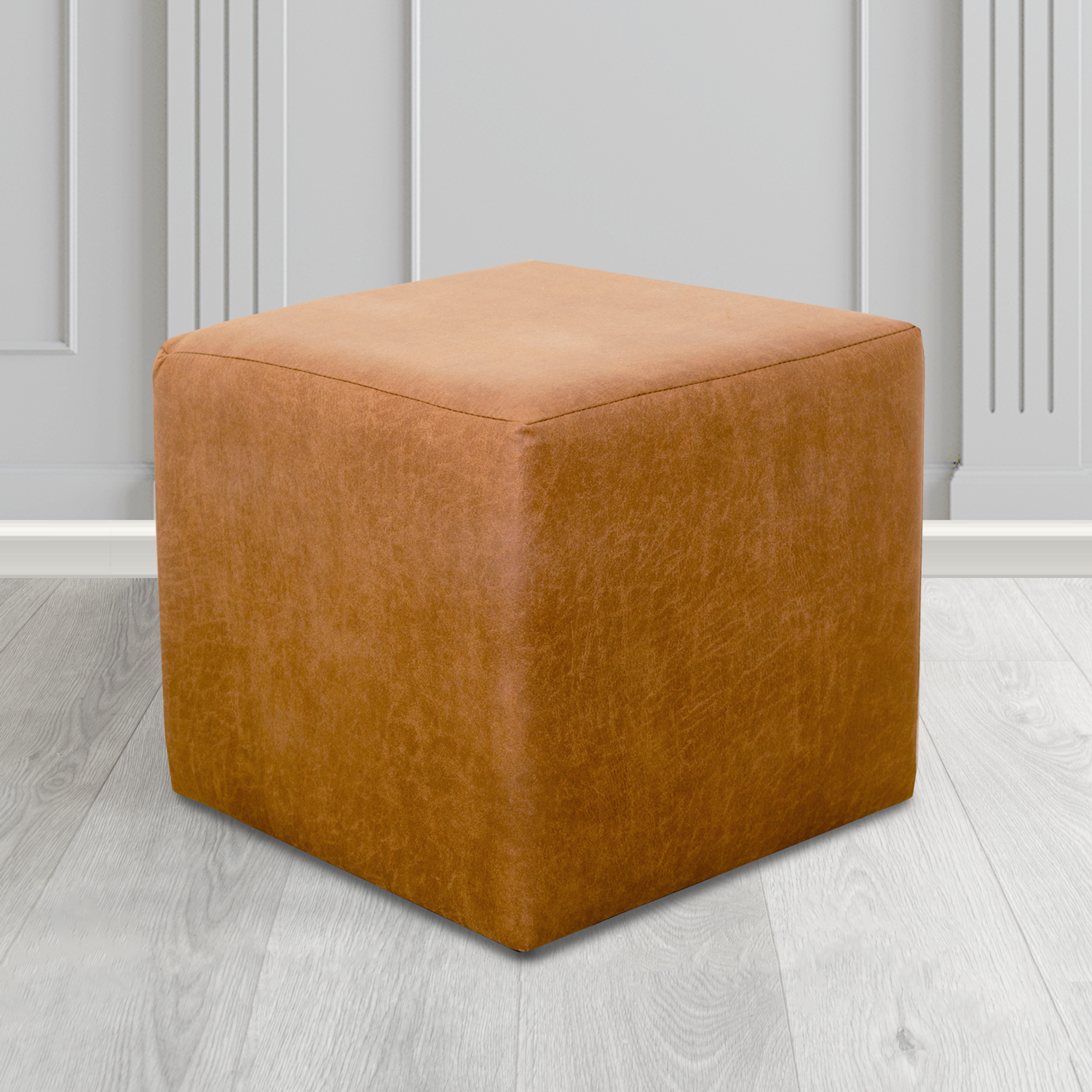 Paris Nevada Rust Faux Leather Cube Footstool - The Tub Chair Shop