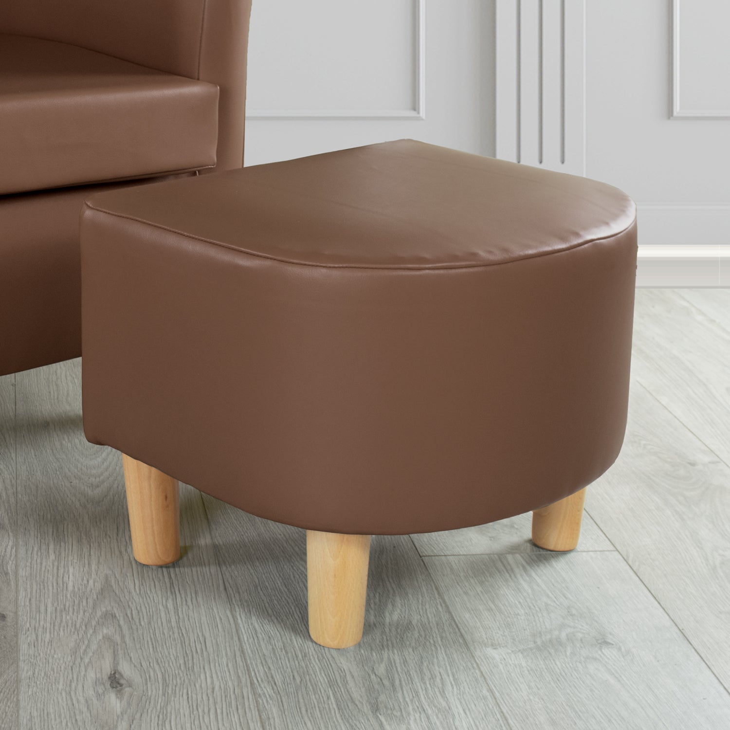 Tuscany Just Colour Cocoa Faux Leather Footstool (4601146507306)