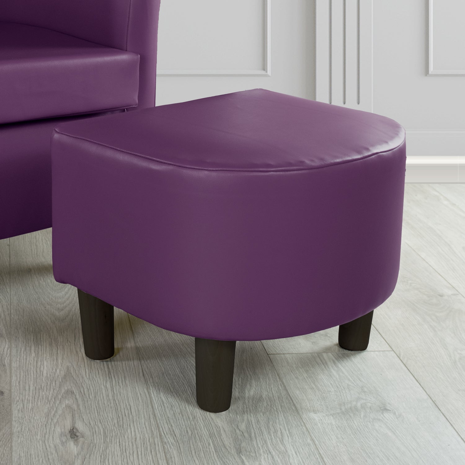 Tuscany Just Colour Damson Faux Leather Footstool (4601148407850)