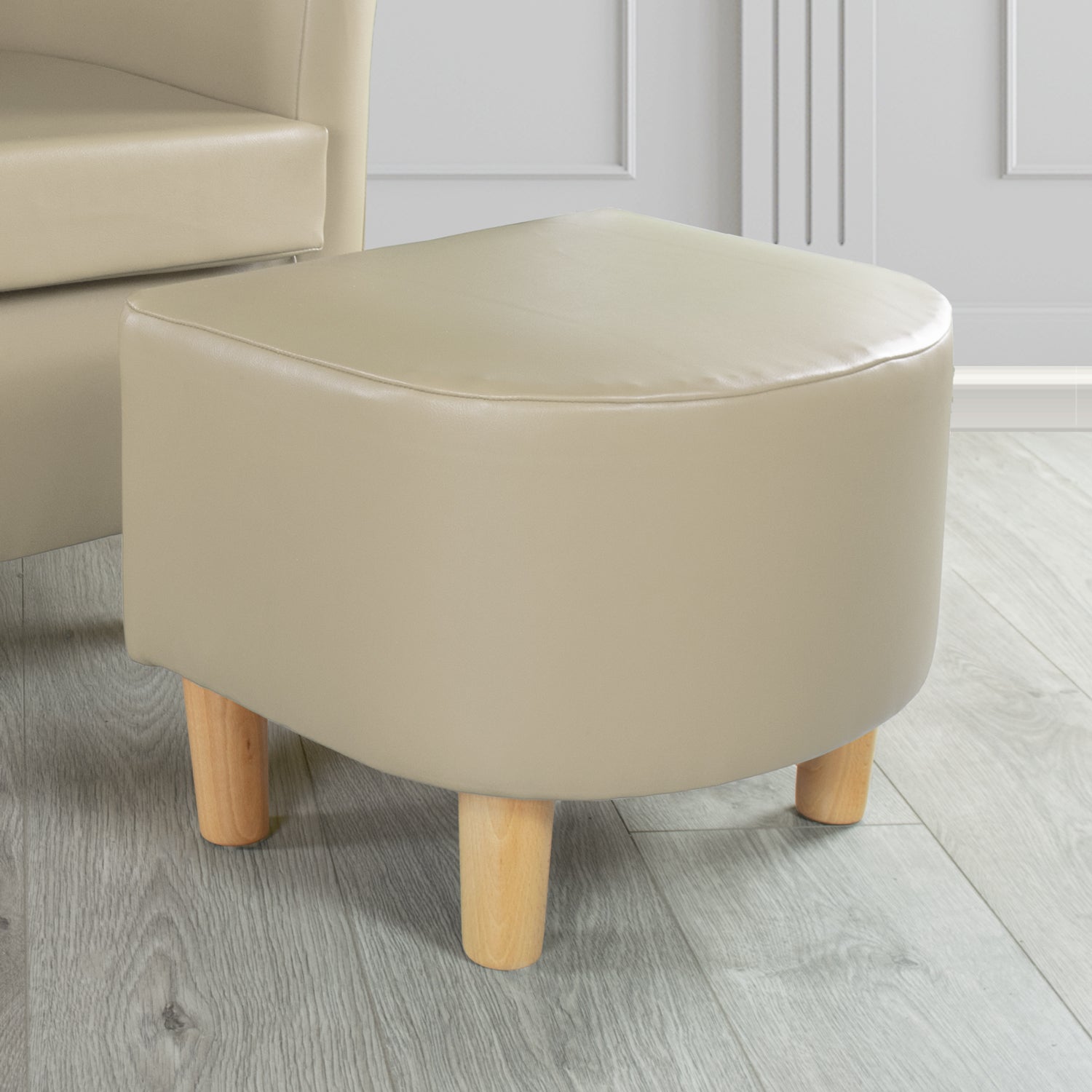 Tuscany Just Colour Dune Faux Leather Footstool (4601156468778)