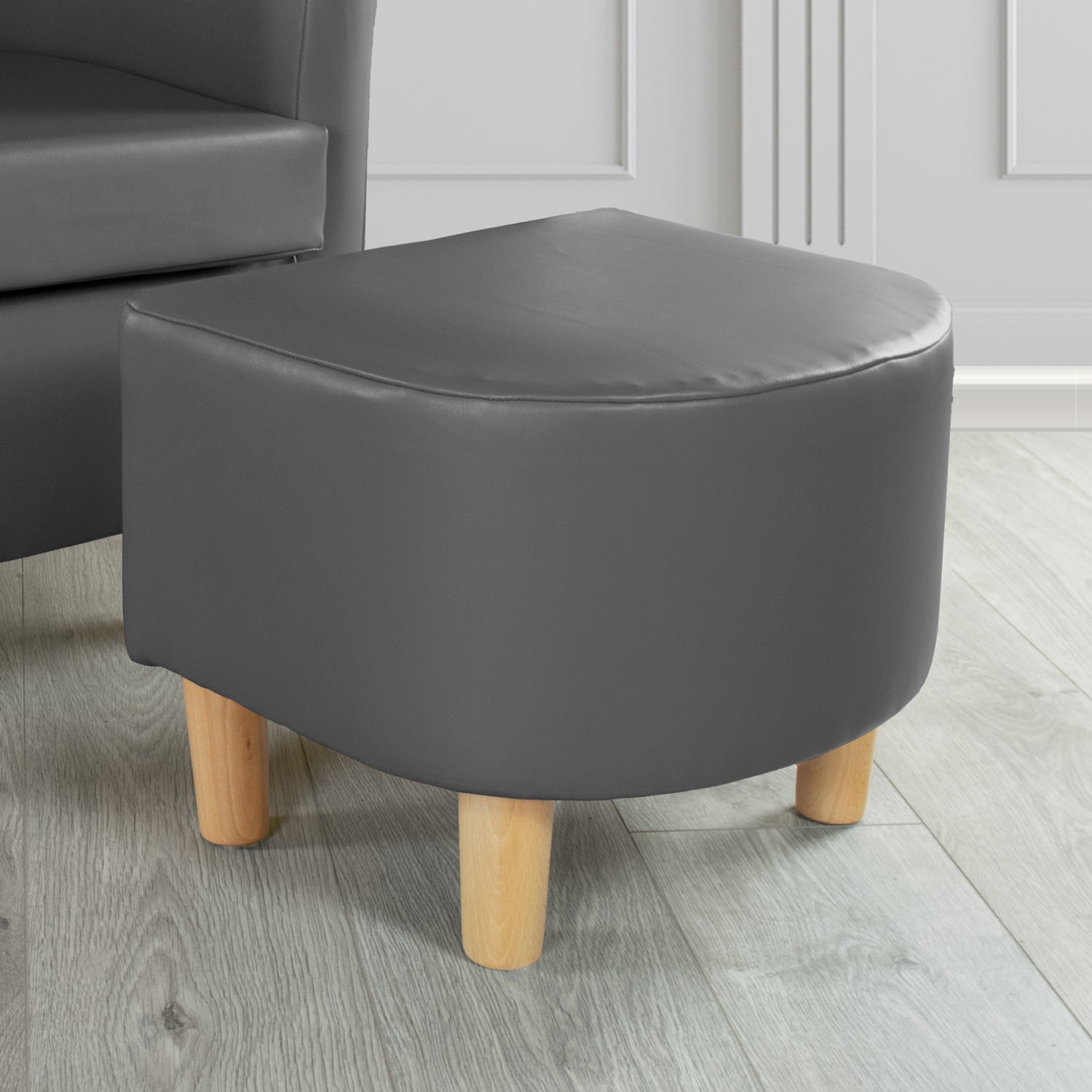 Tuscany Just Colour Greyfriar Faux Leather Footstool (4601183338538)