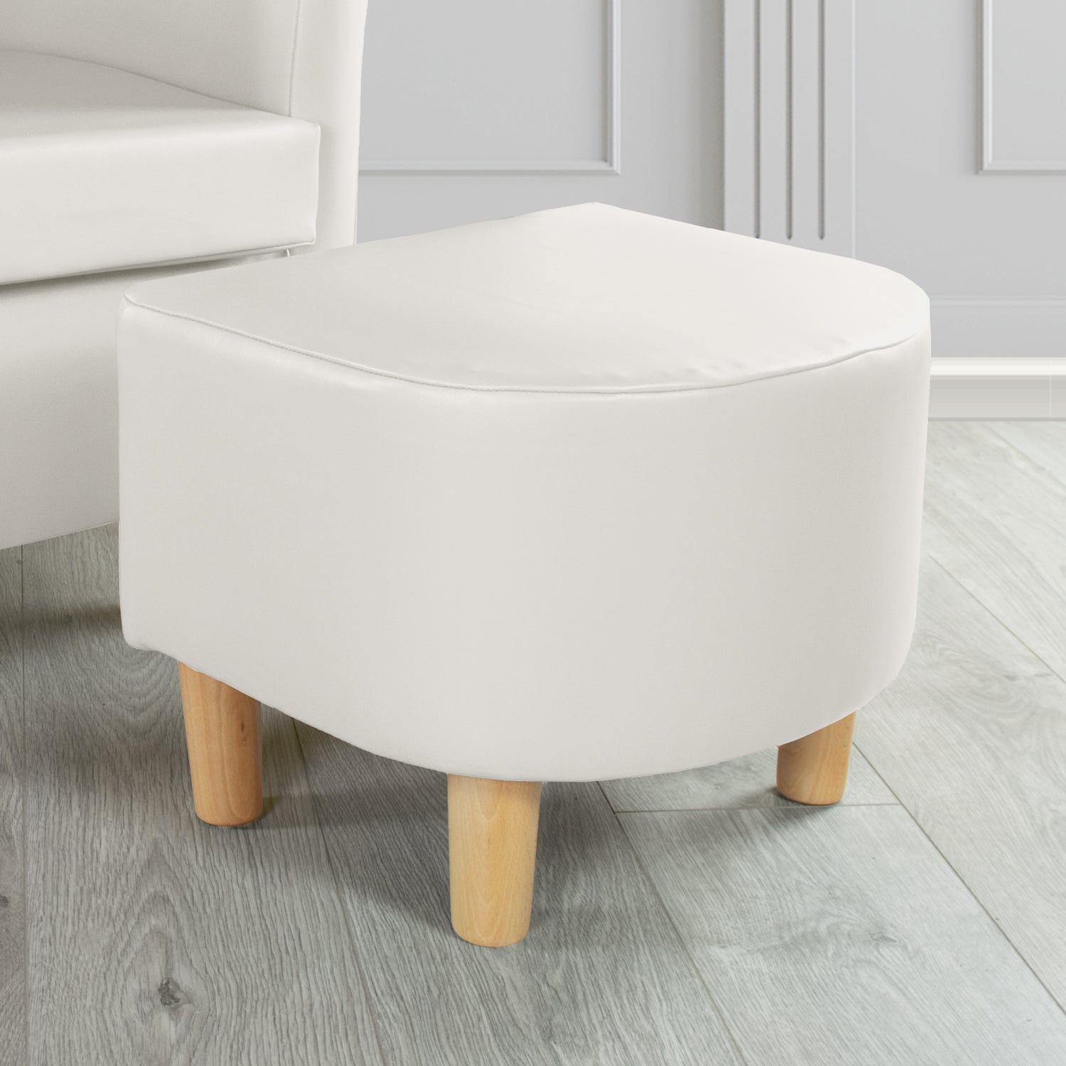 Tuscany Just Colour Jasmine White Faux Leather Footstool (4601185599530)