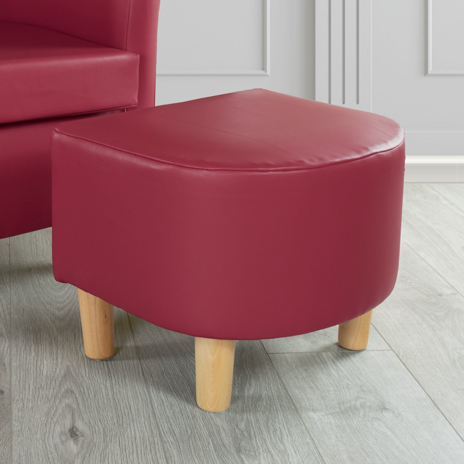 Tuscany Just Colour Jazzberry Faux Leather Footstool (4601208668202)