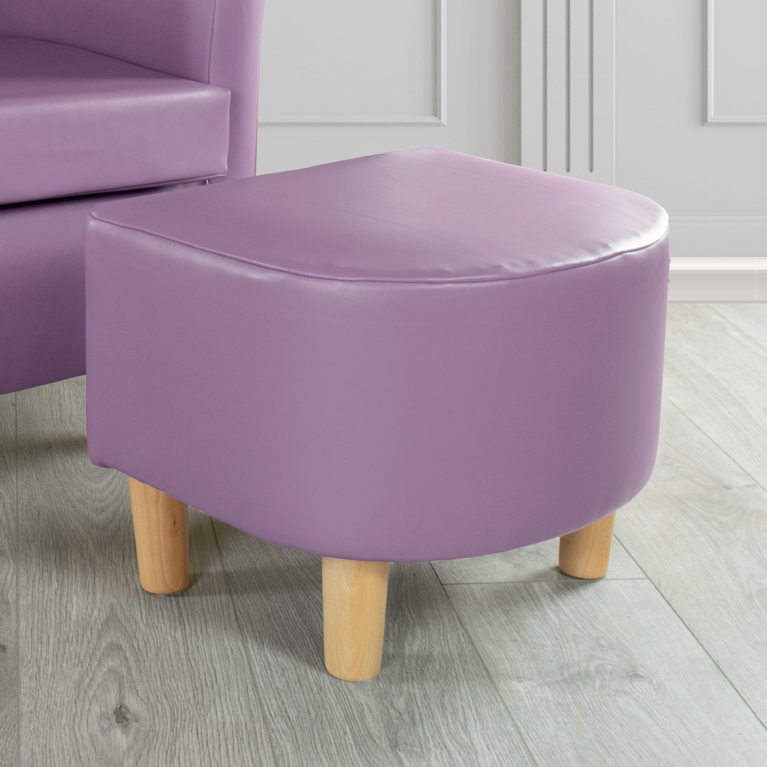 Tuscany Just Colour Lilac Faux Leather Footstool (4601211387946)