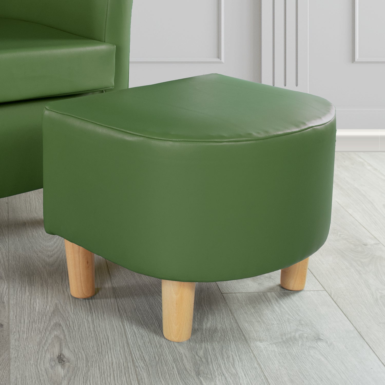 Tuscany Just Colour Moss Faux Leather Footstool (4601220464682)