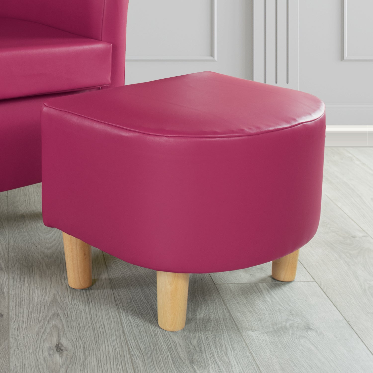 Tuscany Just Colour Raspberry Crush Faux Leather Footstool (4601245401130)