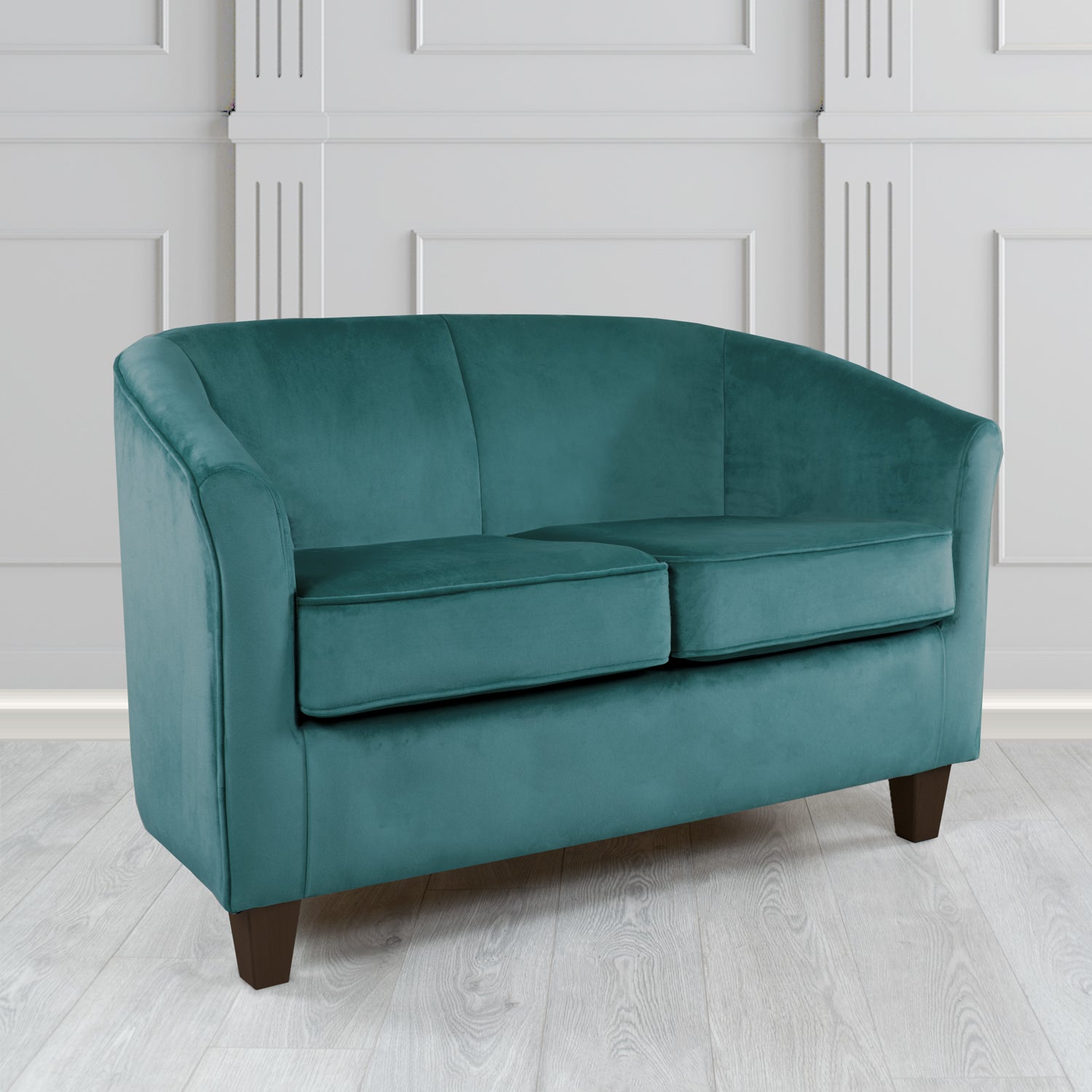 Devon 2 Seater Tub Sofa in Passione Kingfisher PAS2720 Velvet Crib 5 Fabric - The Tub Chair Shop