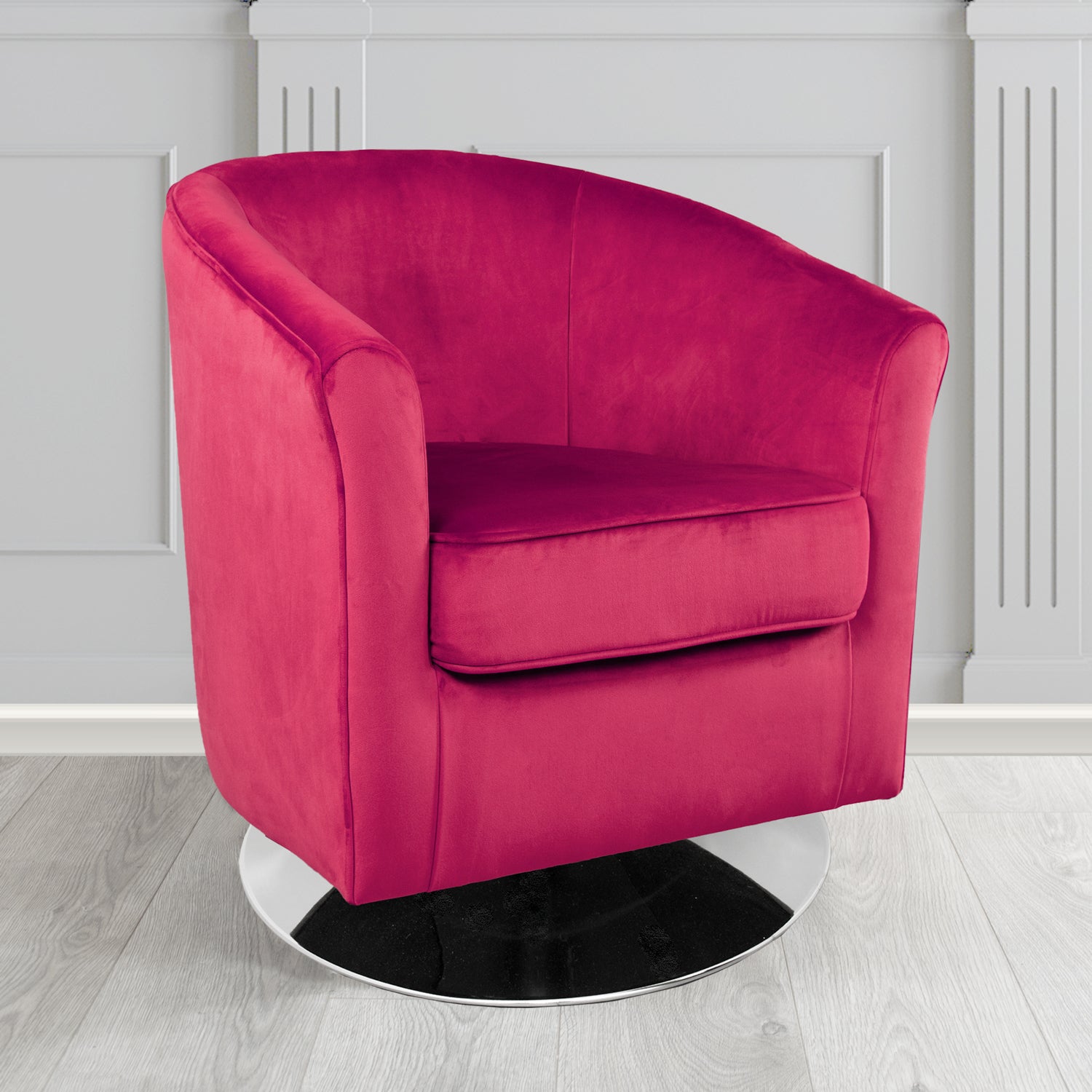 Devon Swivel Tub Chair in Monaco Boysenberry Velvet Fabric - The Tub Chair Shop