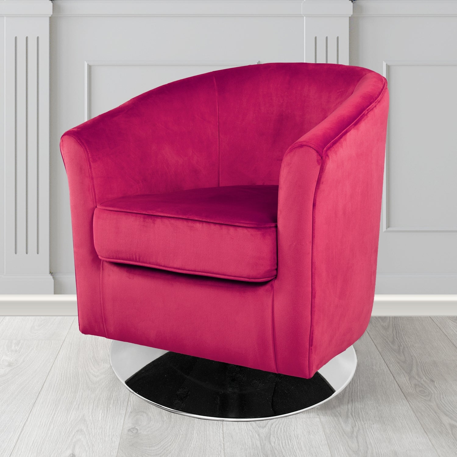 Devon Swivel Tub Chair in Monaco Boysenberry Velvet Fabric - The Tub Chair Shop