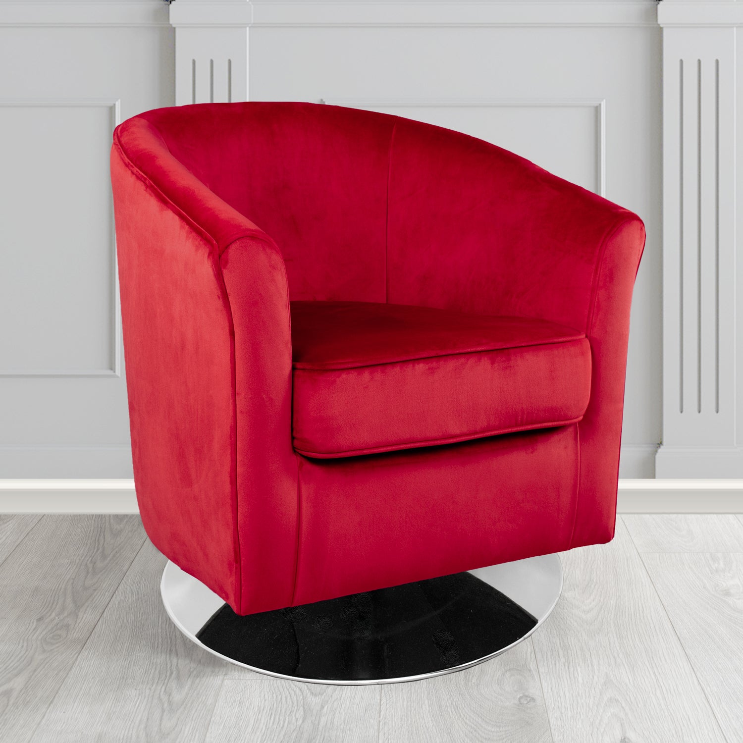 Devon Swivel Tub Chair in Passione Berry PAS2713 Velvet Crib 5 Fabric - The Tub Chair Shop
