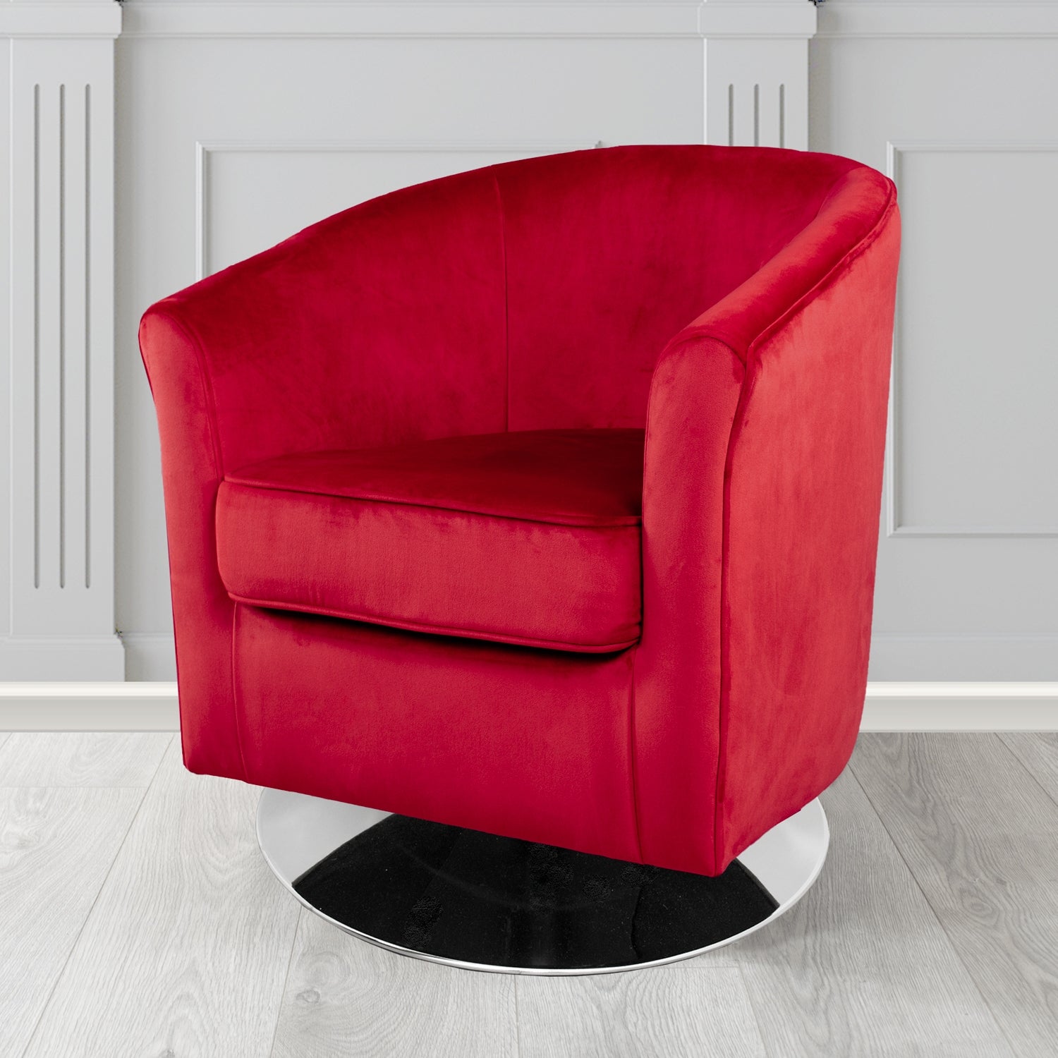 Devon Swivel Tub Chair in Passione Berry PAS2713 Velvet Crib 5 Fabric - The Tub Chair Shop
