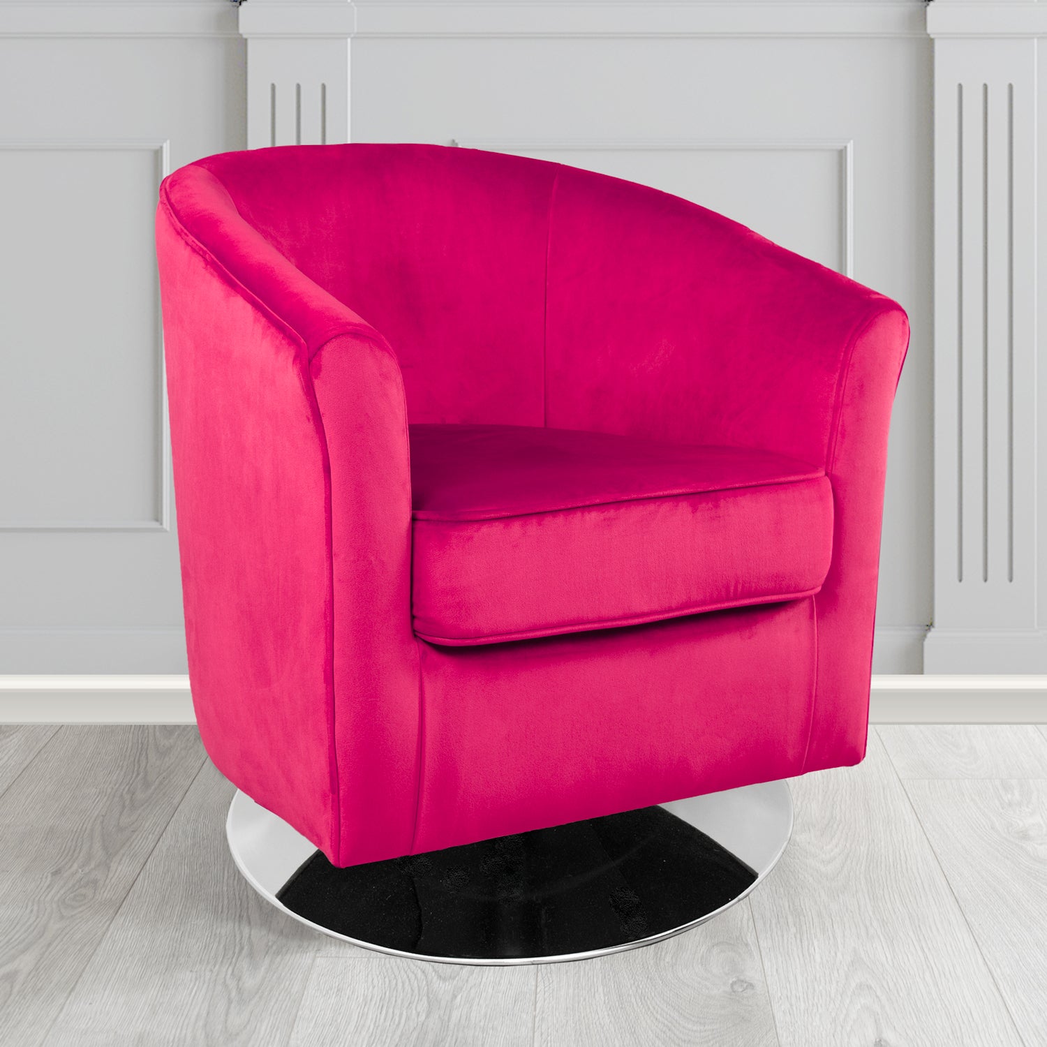 Devon Swivel Tub Chair in Passione Cerise PAS2727 Velvet Crib 5 Fabric - The Tub Chair Shop