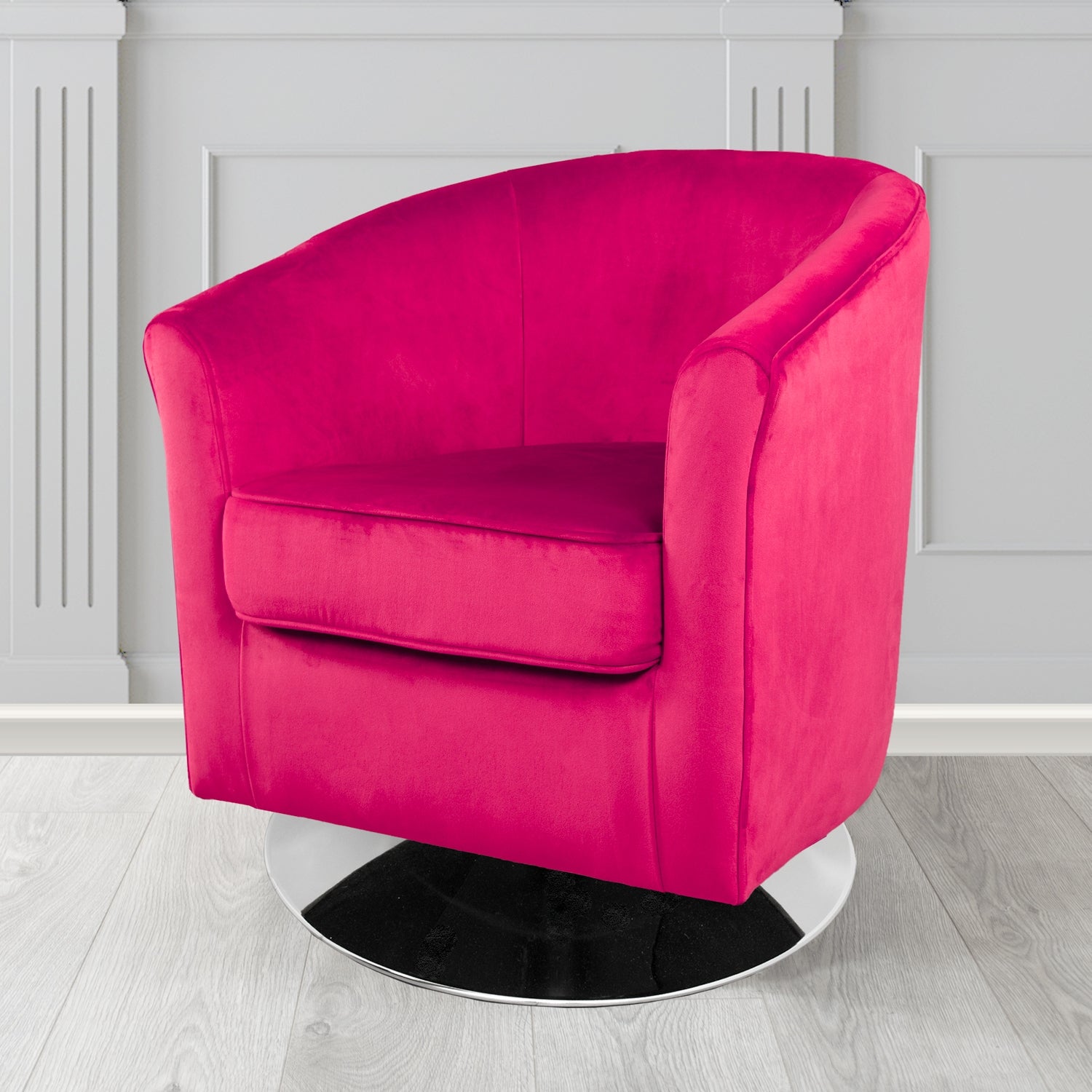 Devon Swivel Tub Chair in Passione Cerise PAS2727 Velvet Crib 5 Fabric - The Tub Chair Shop