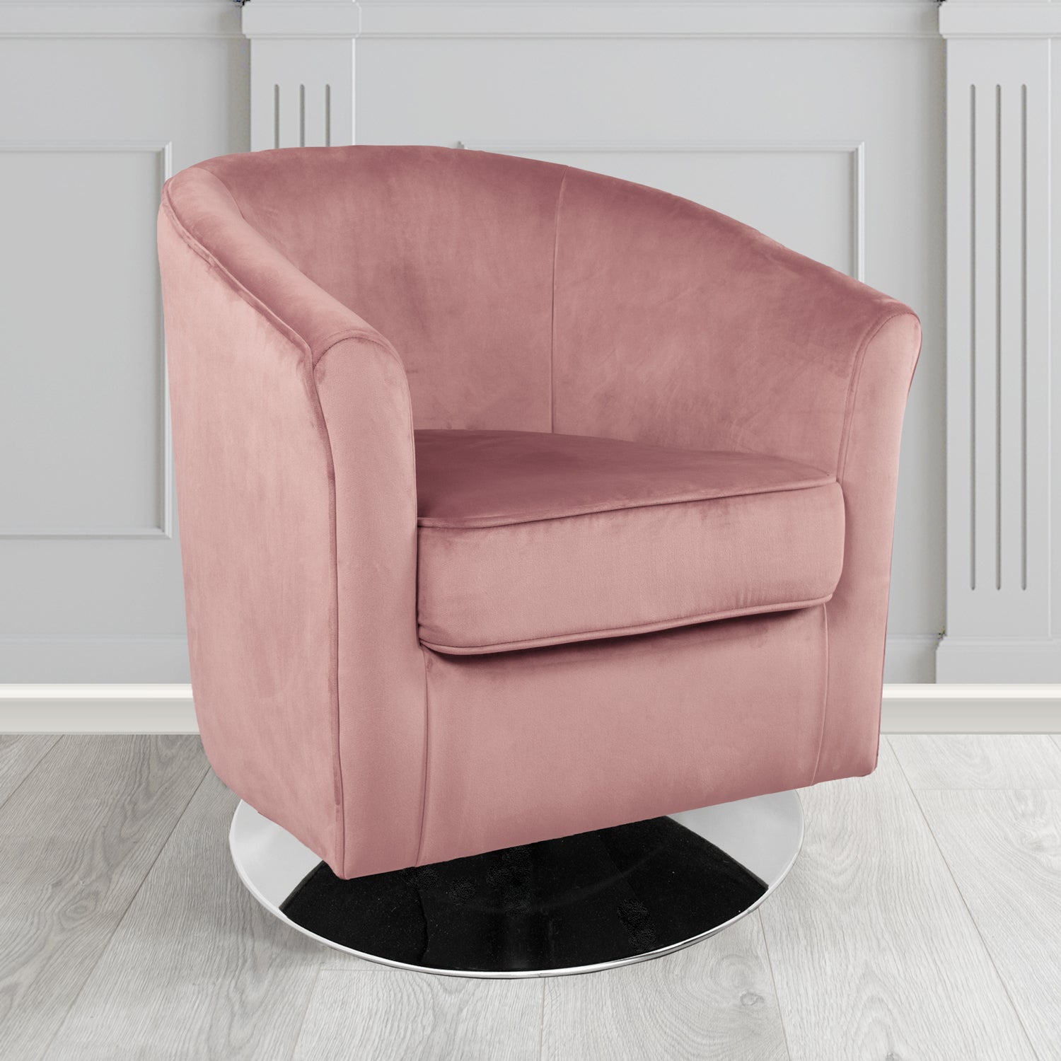 Devon Swivel Tub Chair in Passione Clover PAS2725 Velvet Crib 5 Fabric - The Tub Chair Shop