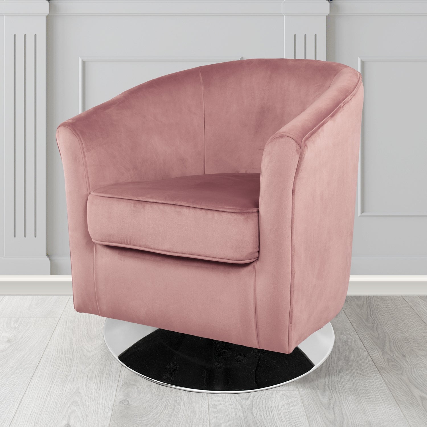 Devon Swivel Tub Chair in Passione Clover PAS2725 Velvet Crib 5 Fabric - The Tub Chair Shop