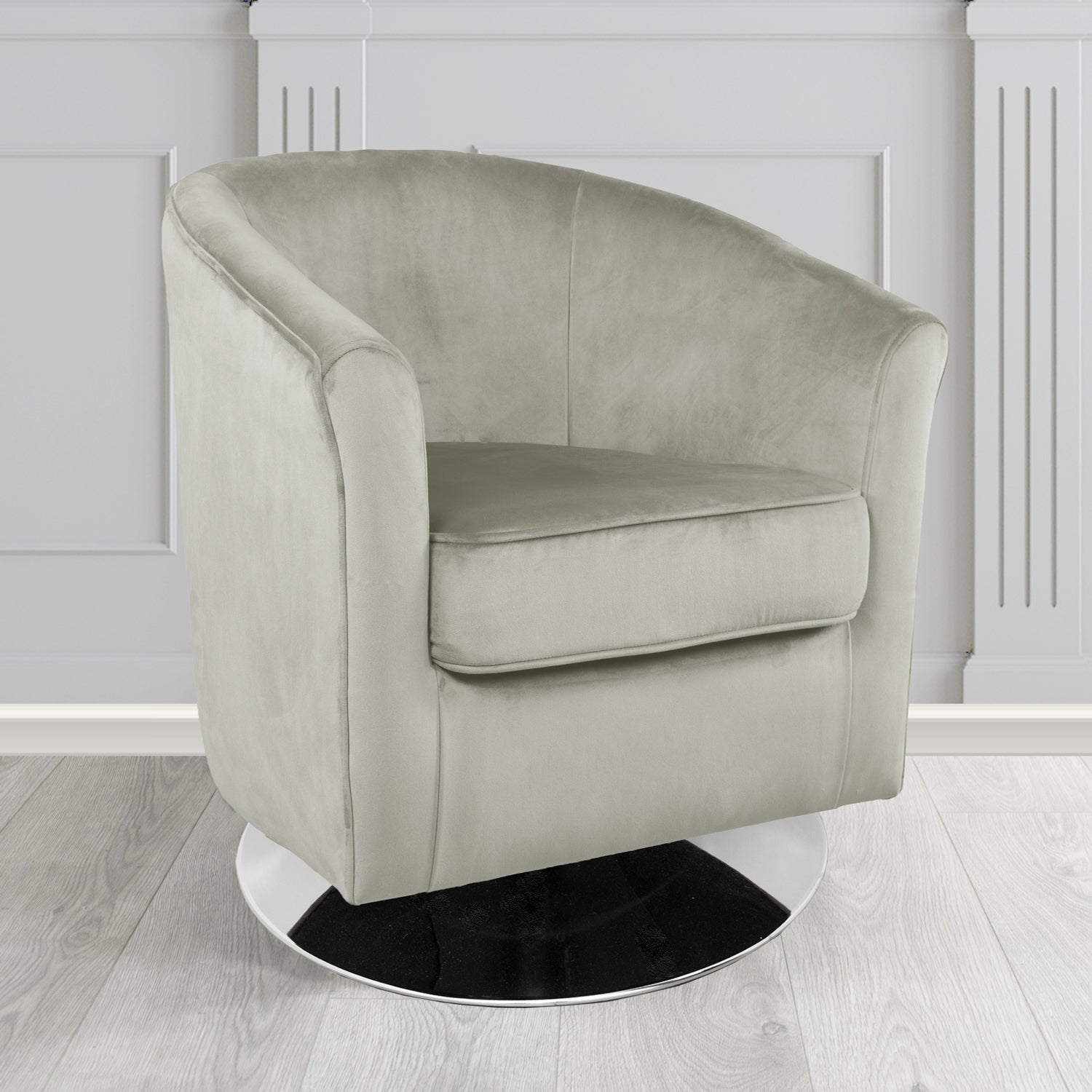 Devon Swivel Tub Chair in Passione Dove PAS2728 Velvet Crib 5 Fabric - The Tub Chair Shop
