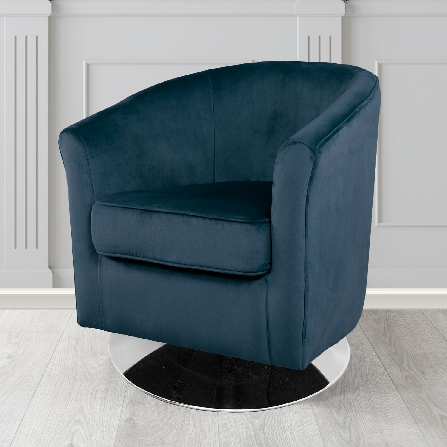 Devon Swivel Tub Chair in Passione Indigo PAS2722 Velvet Crib 5 Fabric - The Tub Chair Shop